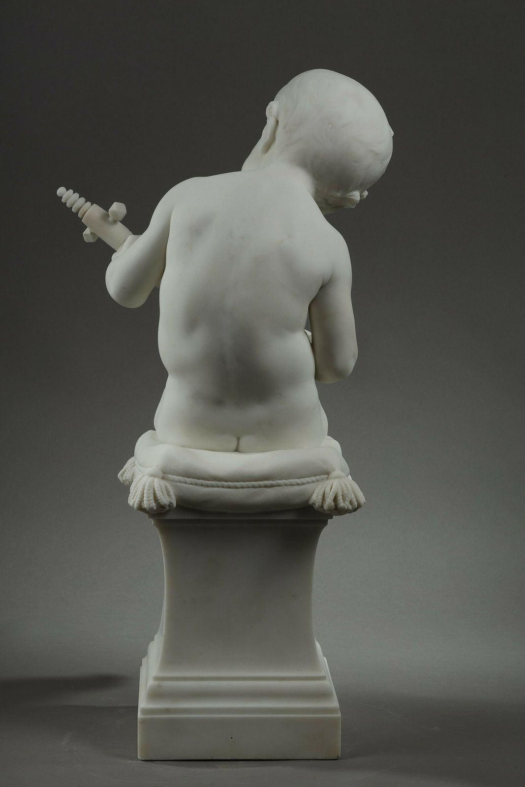 The Little Musician, Large Sculpture In Carrara Marble By Barrias photo 9800.0