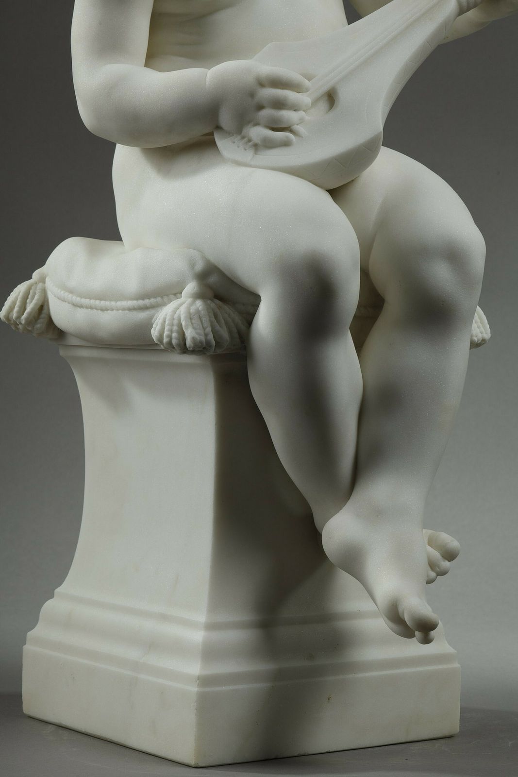 photo buy The Little Musician, Large Sculpture In Carrara Marble By Barrias