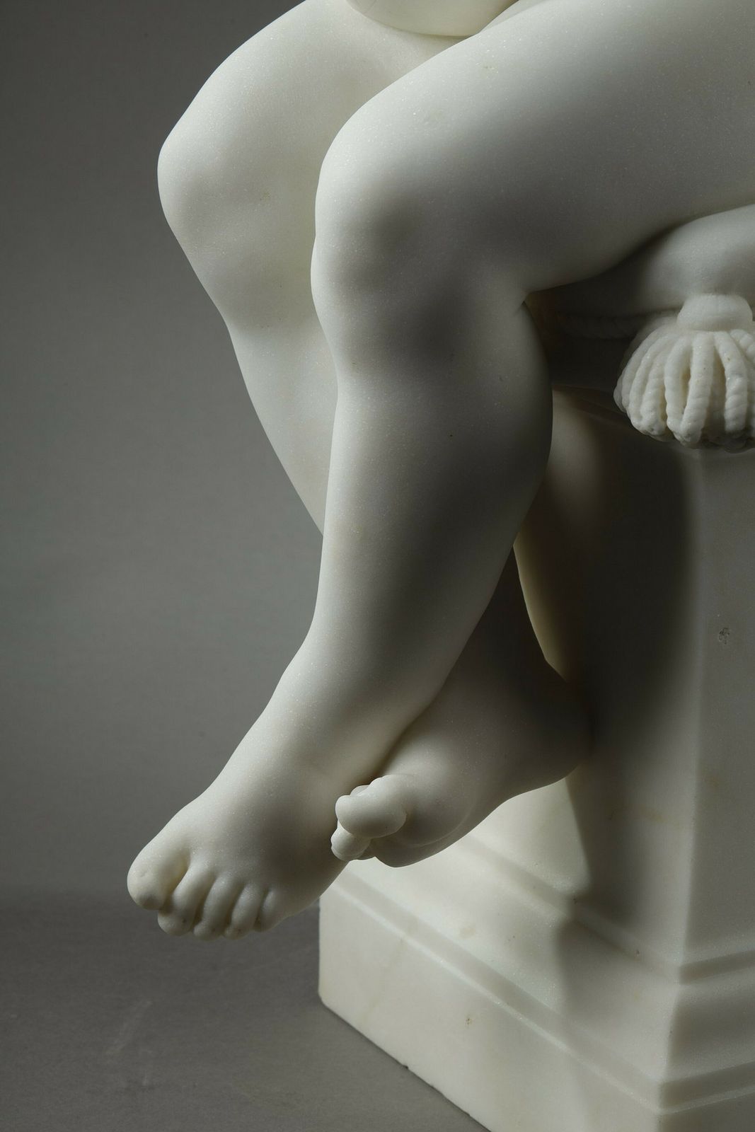 photo vintage The Little Musician, Large Sculpture In Carrara Marble By Barrias