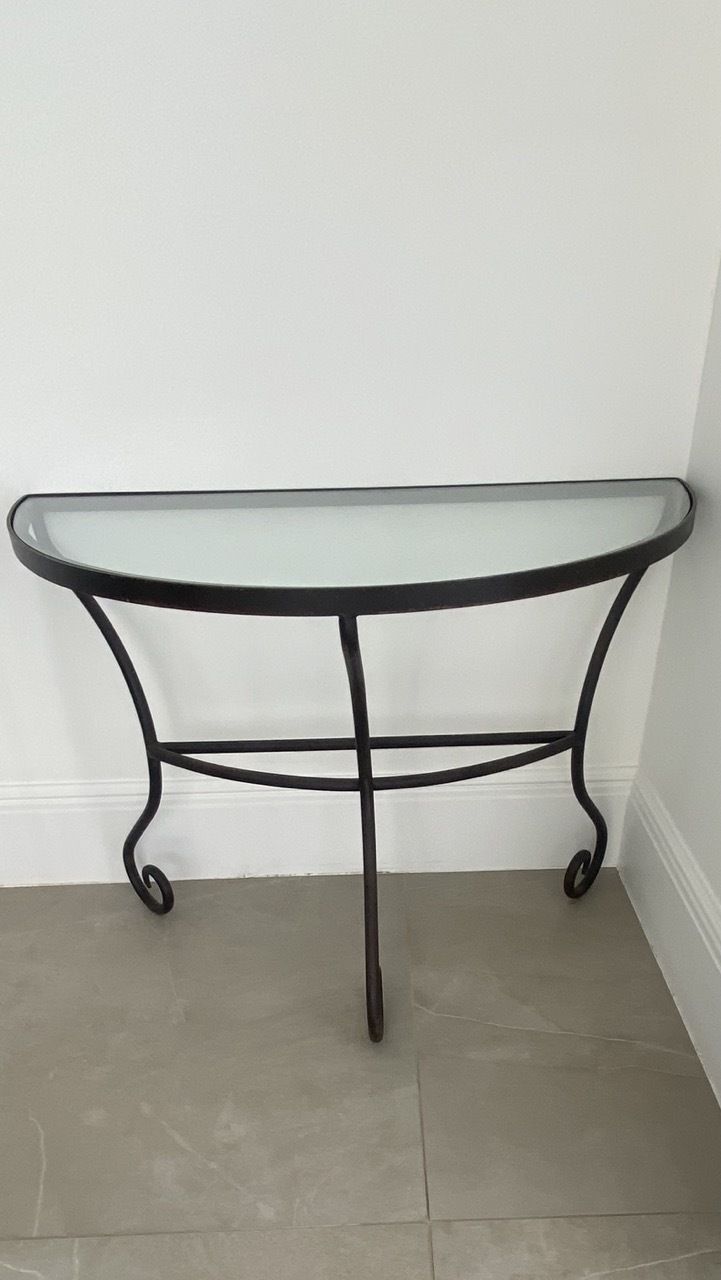 Beautiful Iron And Glass Dining Table With 8 Chairs And Twoo Moon Tables photo vintage