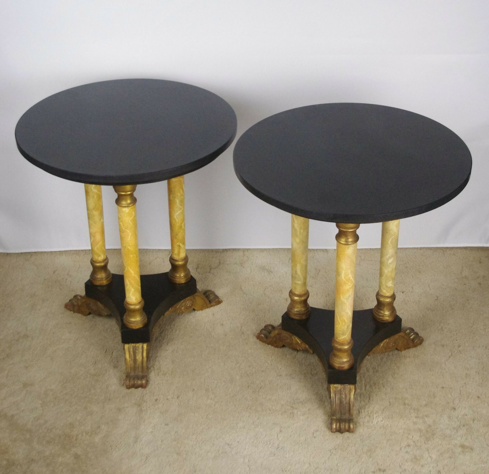 Pair Of Ebonised And Parcel Gilt Occasional Tables With Granite Tops photo furniture