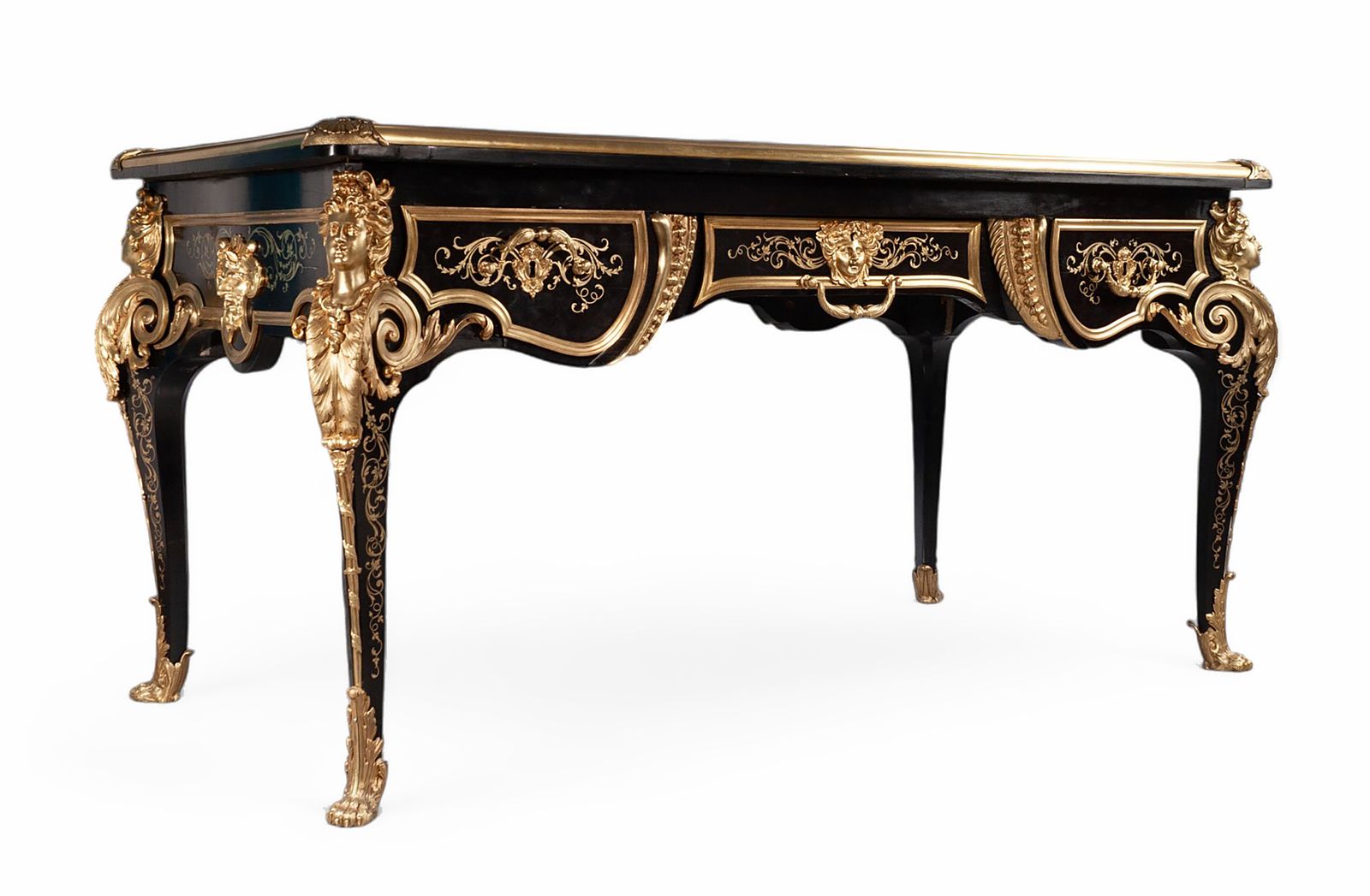 photo furniture Late 19th Century Regency Boulle Style Ormolu And Ebony Wood Bureau Plat/Desk By Mathieu Béfort (Aka: Béfort Jeune), France