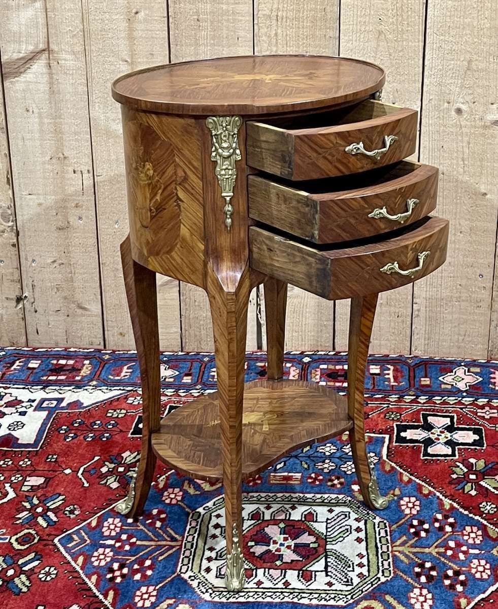 Side Table With 3 Drawers In Rosewood And Oak, Work From The 70s In Louis XV Style photo Furniture