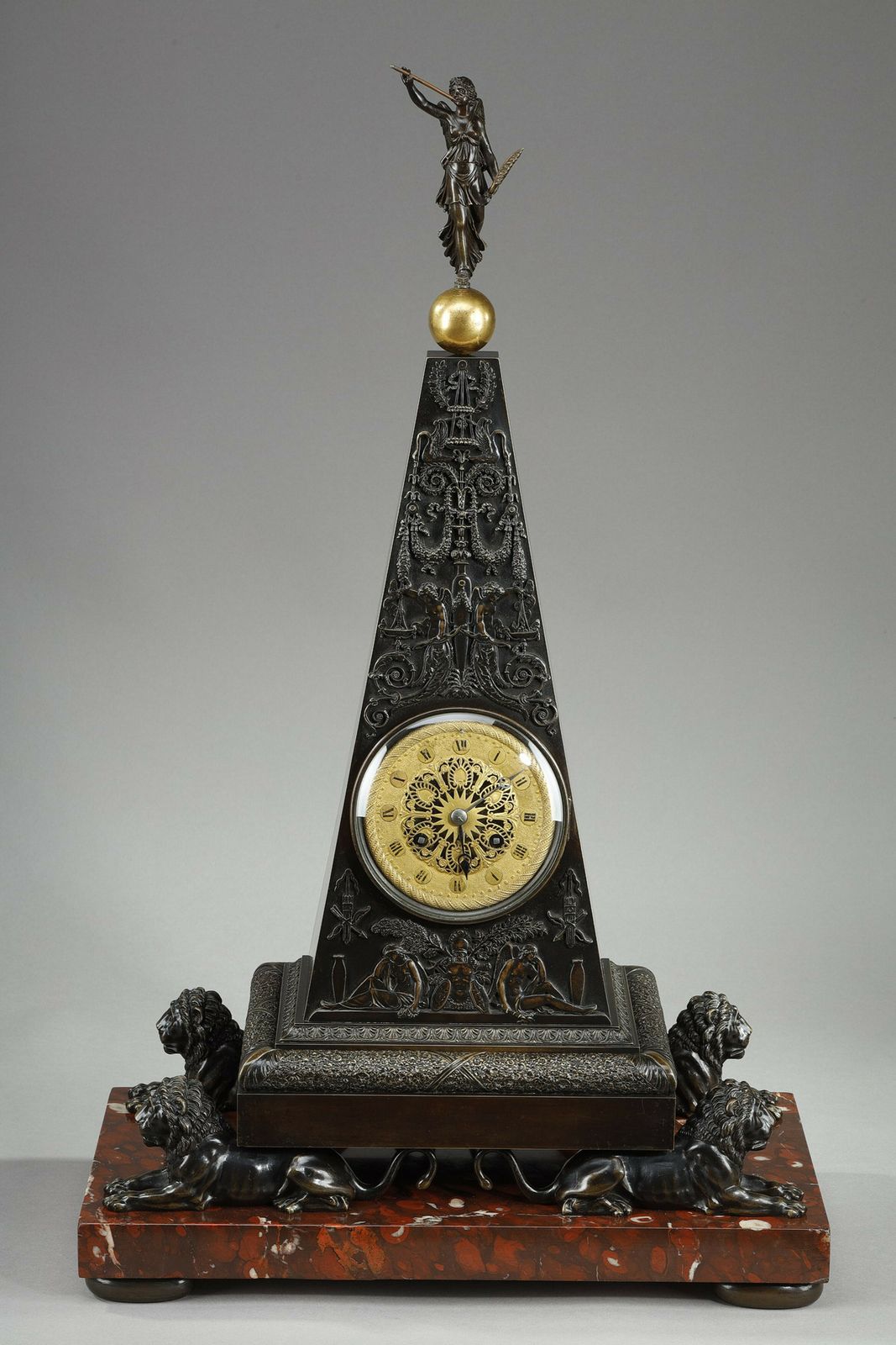 Obelisk Clock In Patinated And Gilt Bronze, Charles X photo furniture