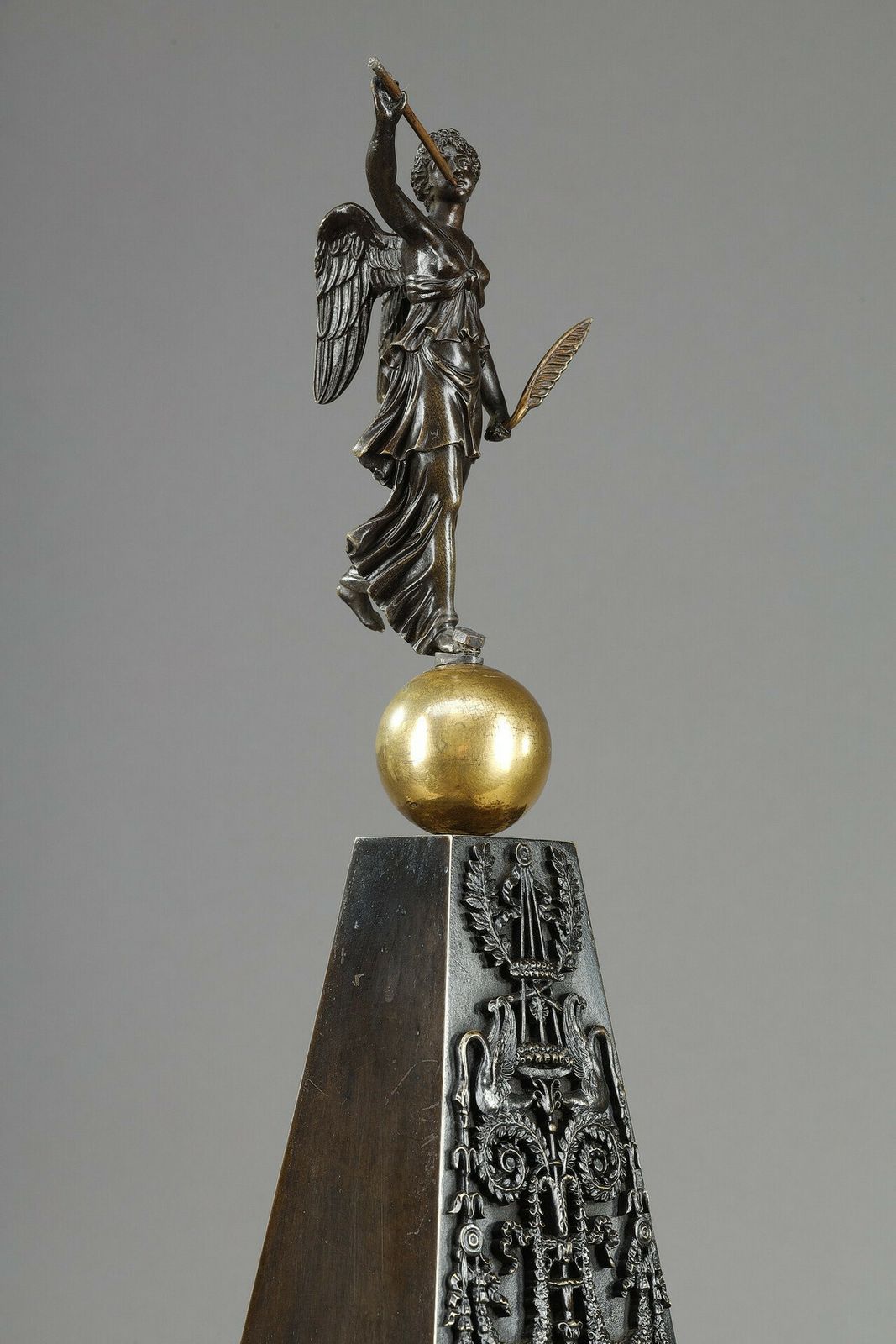 Home Decor Obelisk Clock In Patinated And Gilt Bronze, Charles X photo