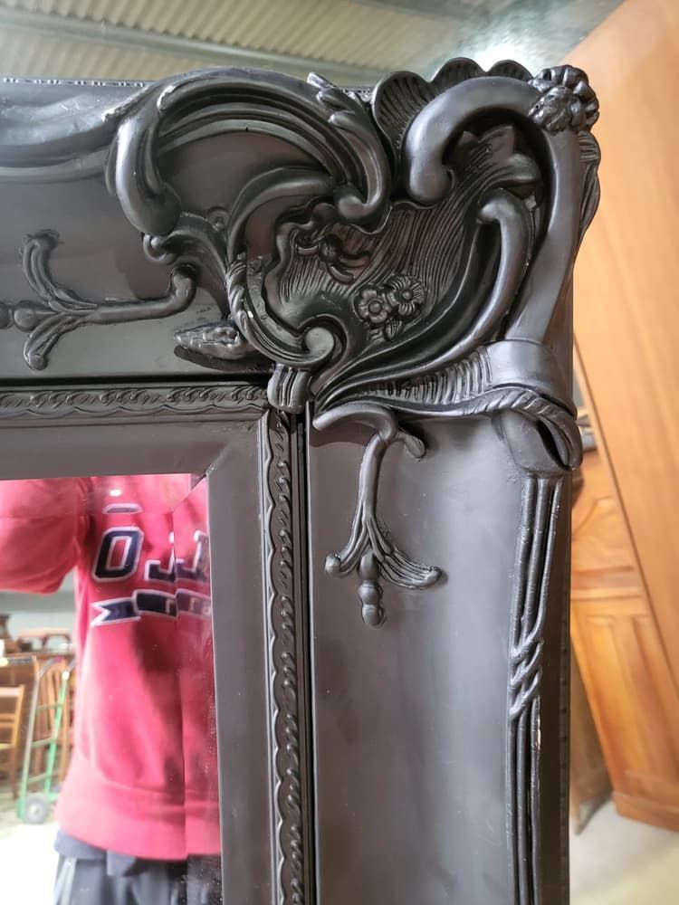 Very Large Antique Repro Black Mirror 7' X 5' Freestanding Dressing Wall photo furniture