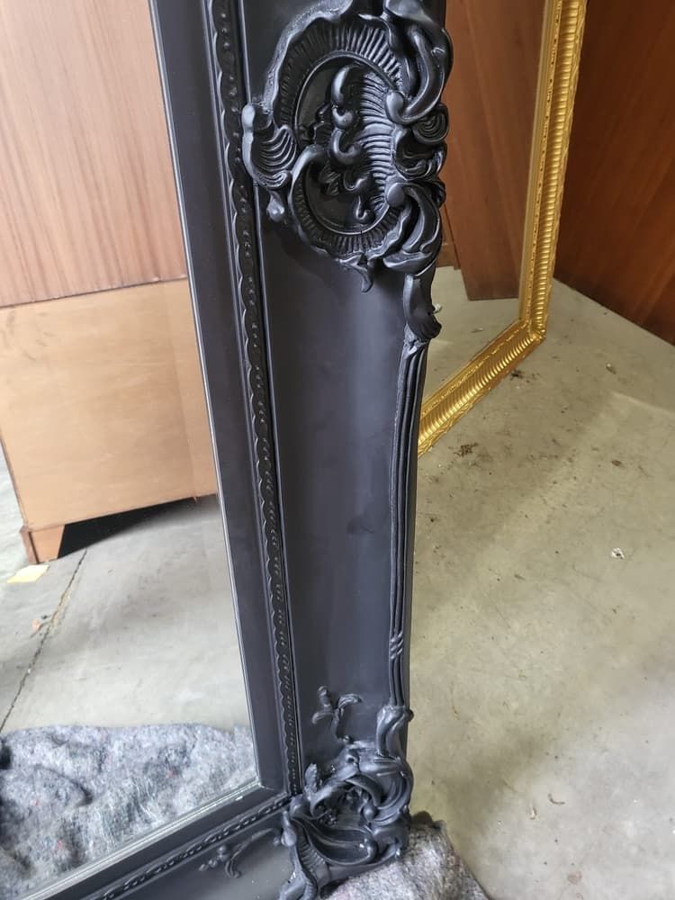 Very Large Antique Repro Black Mirror 7' X 5' Freestanding Dressing Wall photo vintage