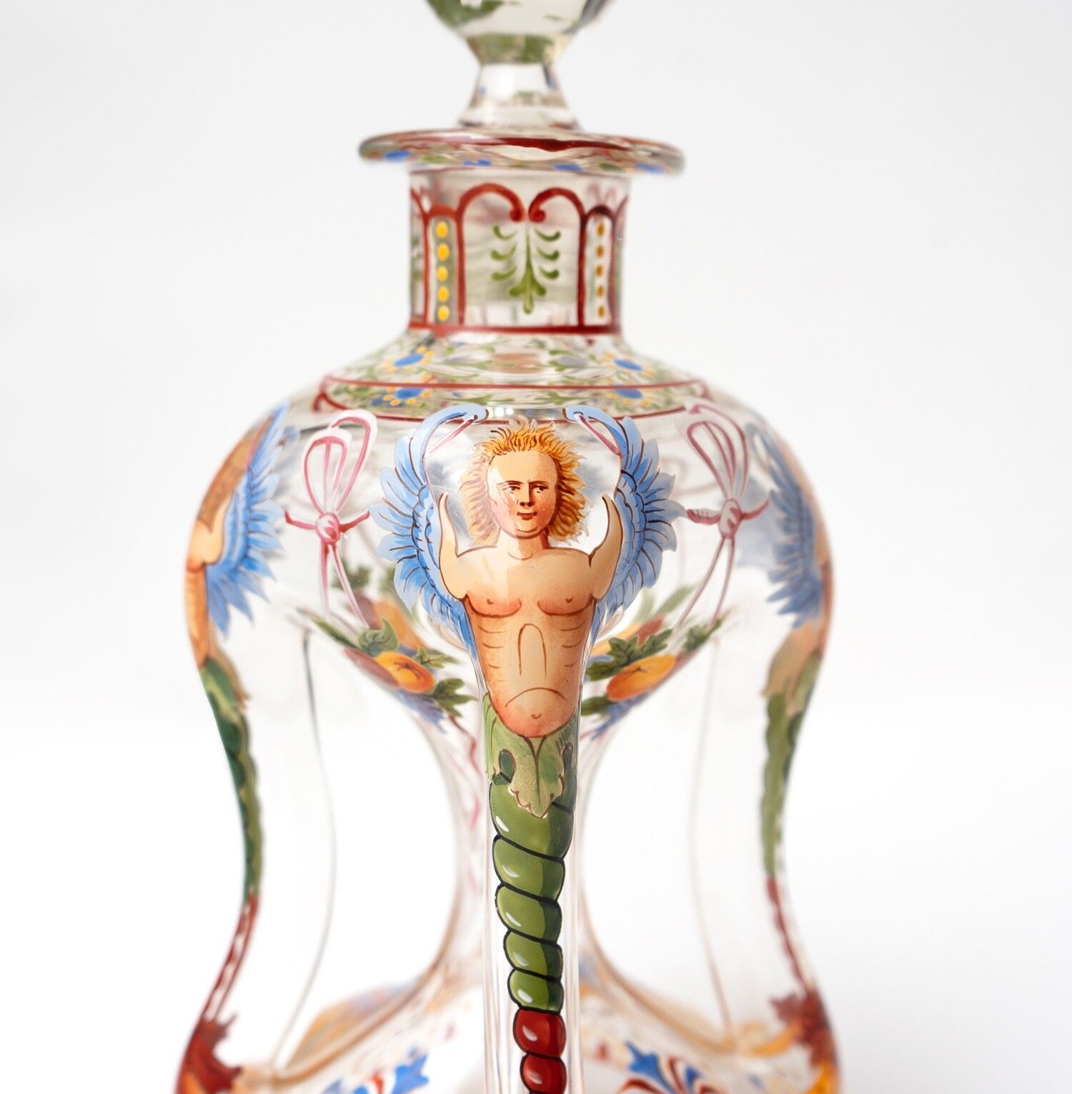 Antique Enamelled Glass Decanter And Glasses By J & L Lobmeyr, Vienna, Late 19th photo furniture