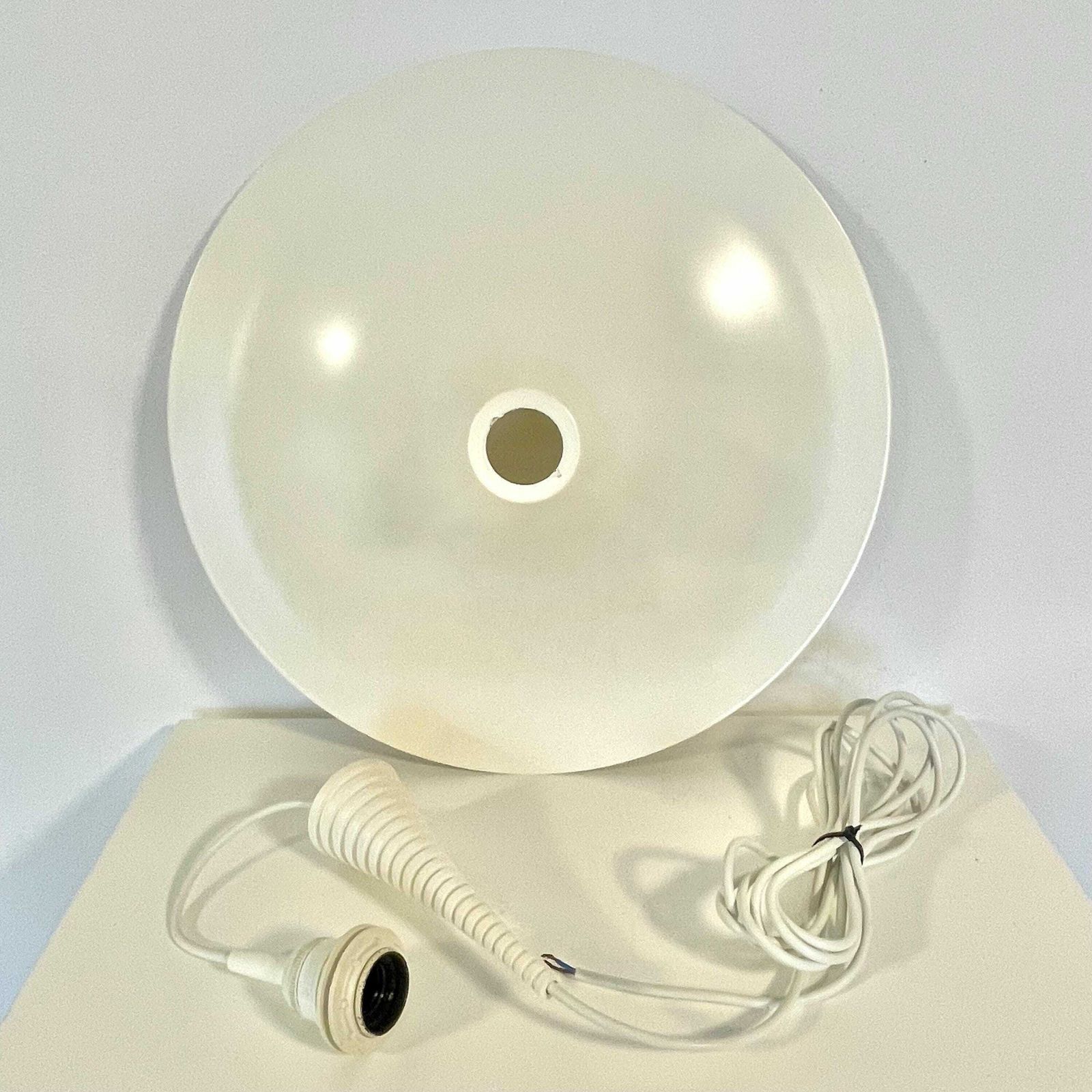 photo furniture Danish Postmodern Large White Trumpet "Verona" Ceiling Lamp In Metal   Design By Ad Van Berlo For Knud Christensen Electric In The 1980s
