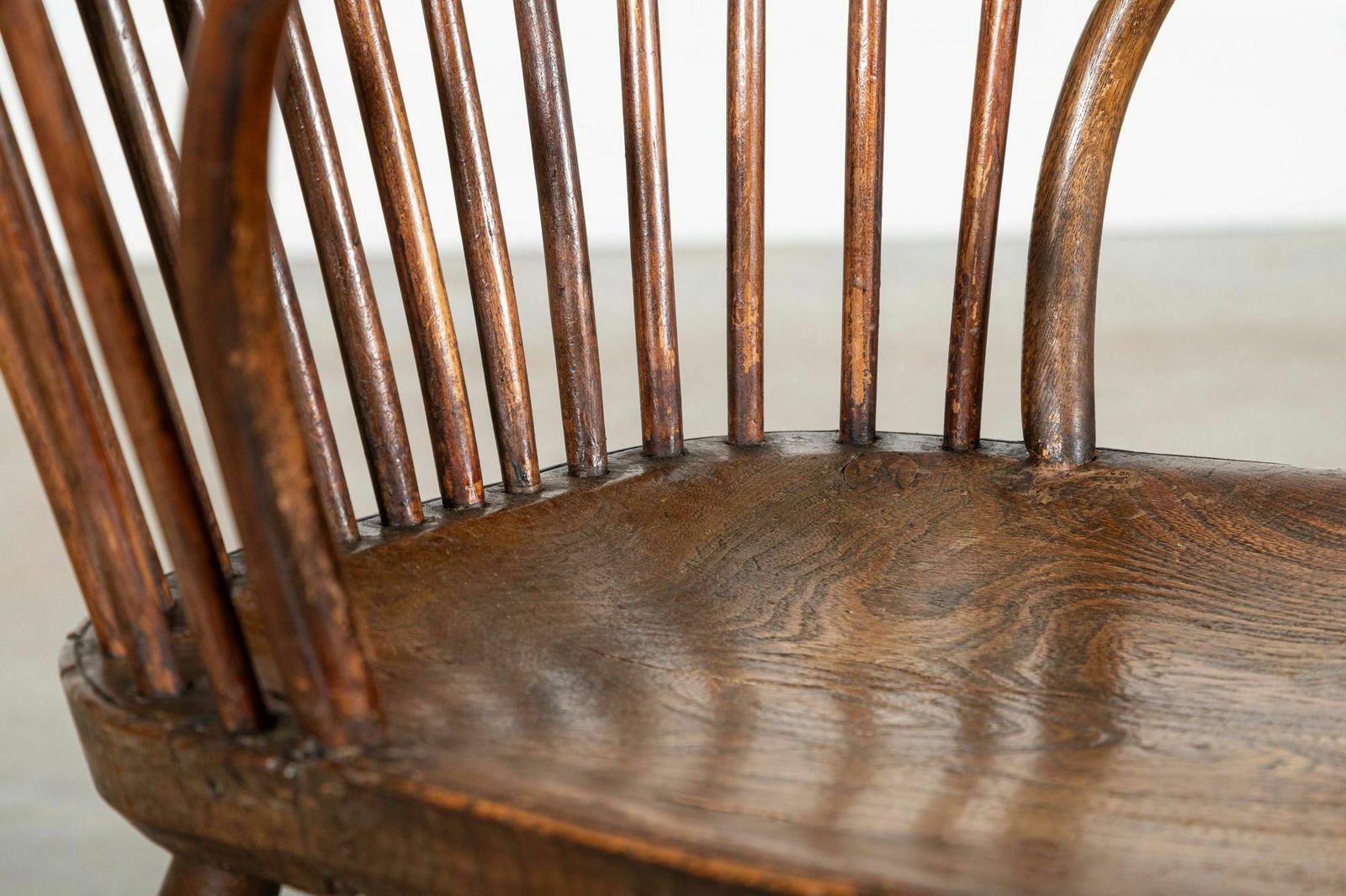 Furniture 19thc English George III Oak & Elm Comb Back Chair photo