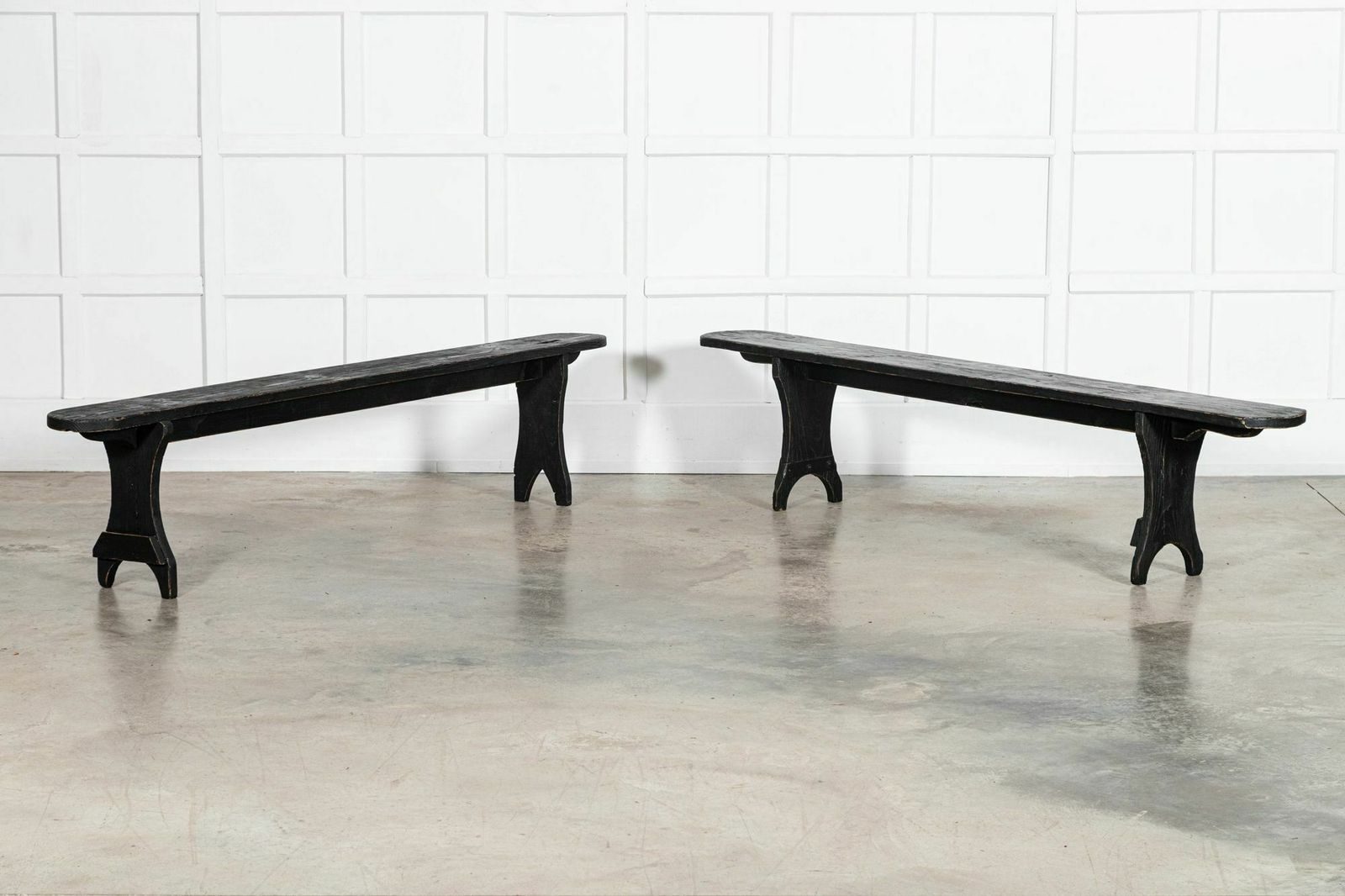Pair 19thc French Oak & Pine Ebonised Benches photo furniture