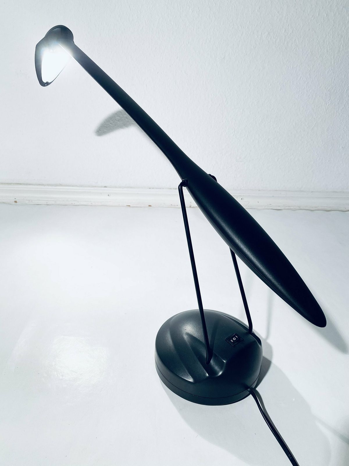 Elegant Unilux 2080 Black French Designer Table Lamp Led / 1980s Vintage Decor photo vintage