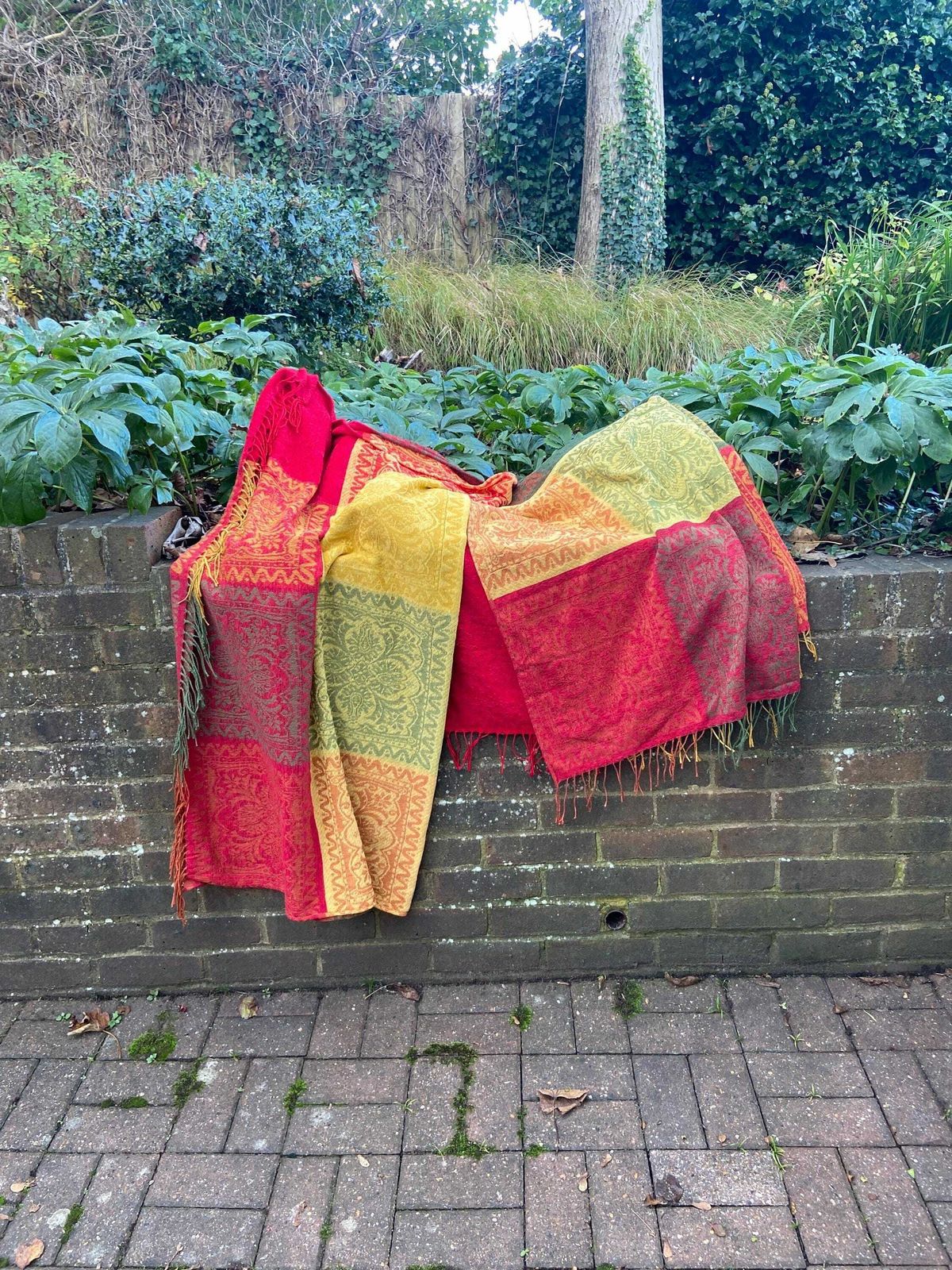 Vintage Pair Of Bold Colourful Vintage Throws (150cm X 126cm Each) photo for sale