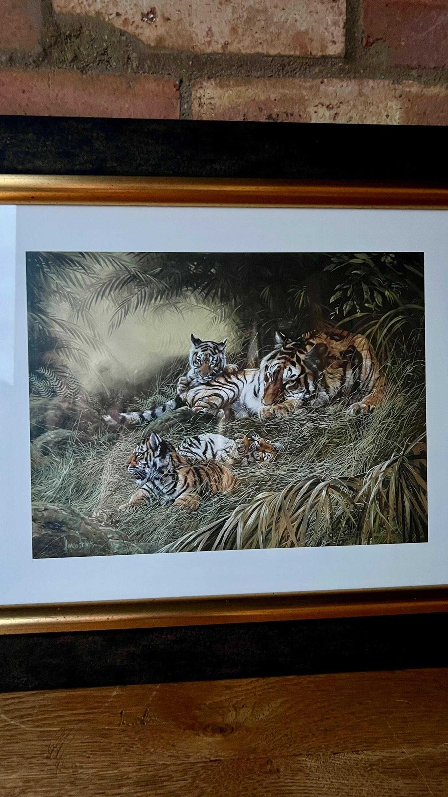 A Set Of Two Framed Vintage Pictures Depicting Tigers photo Art
