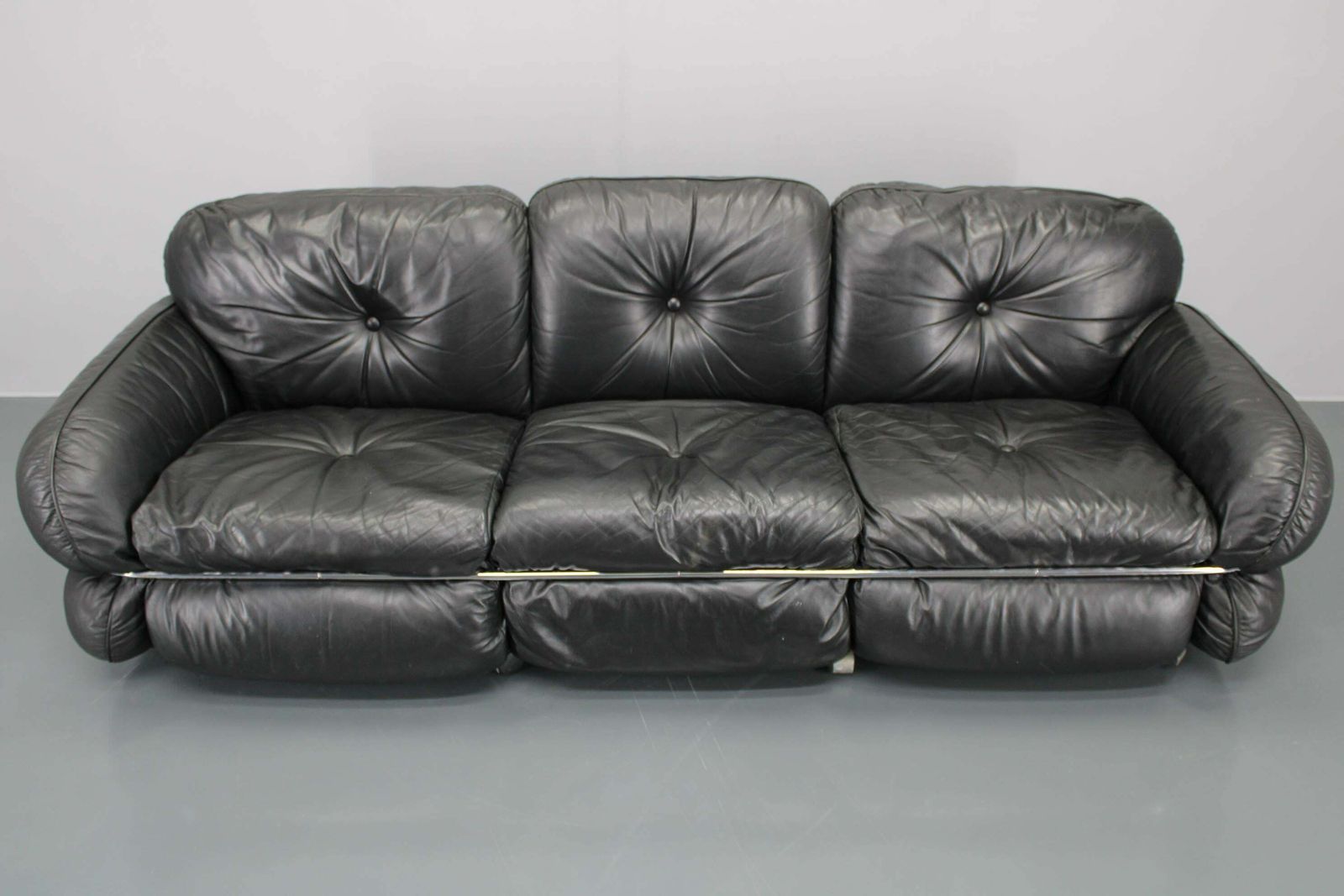 1970 Kurt Hvitsjö Rare “Hannibal” Black 3  Seater Sofa For Isku, Finland photo furniture