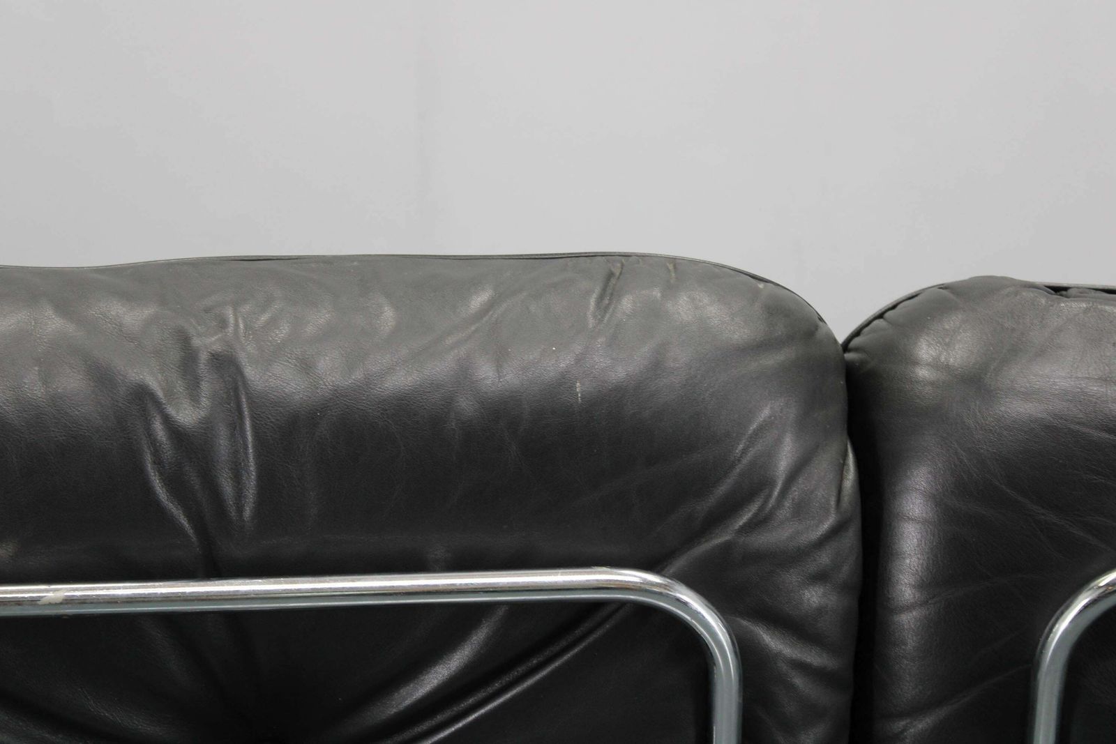 photo buy 1970 Kurt Hvitsjö Rare “Hannibal” Black 3  Seater Sofa For Isku, Finland