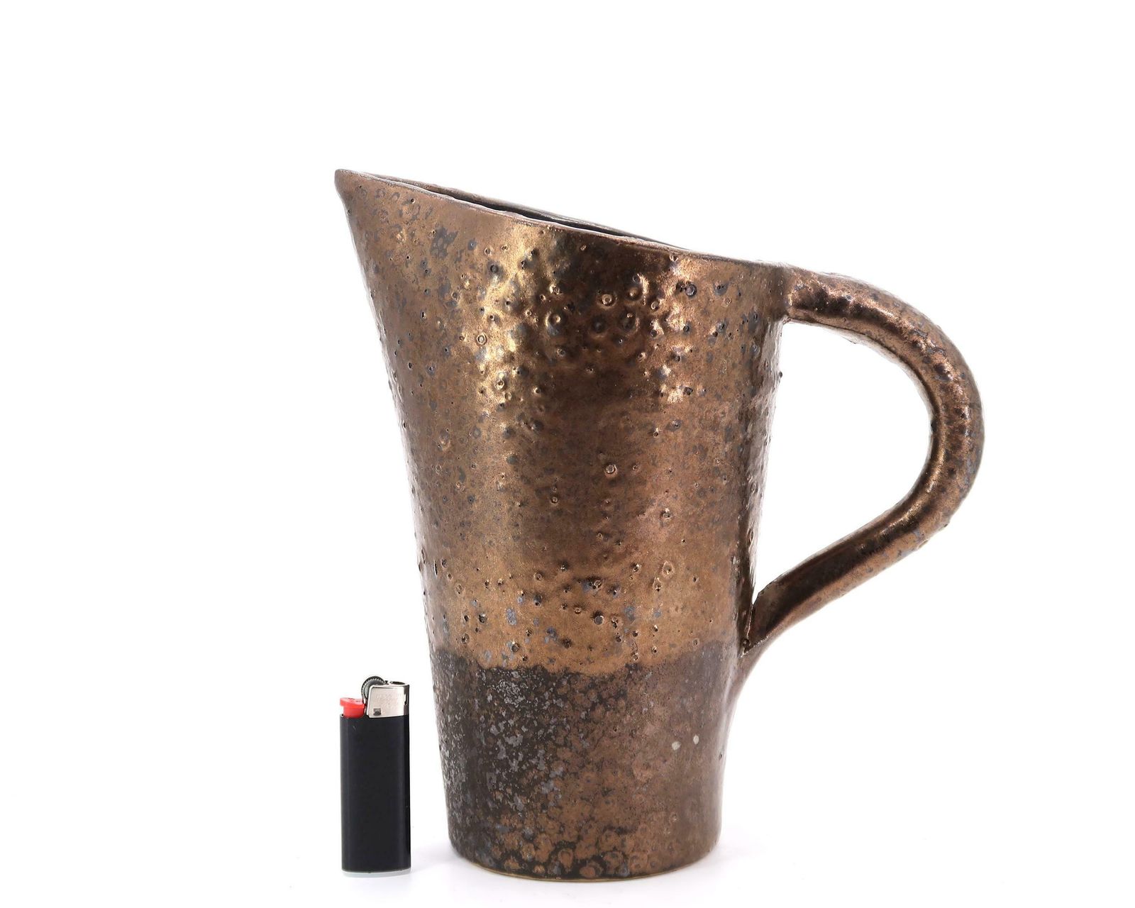 French Golden Bronze Modernist Ceramic Pitcher, 1950s / Denyse Gatard And Georges Jouve Style photo for sale