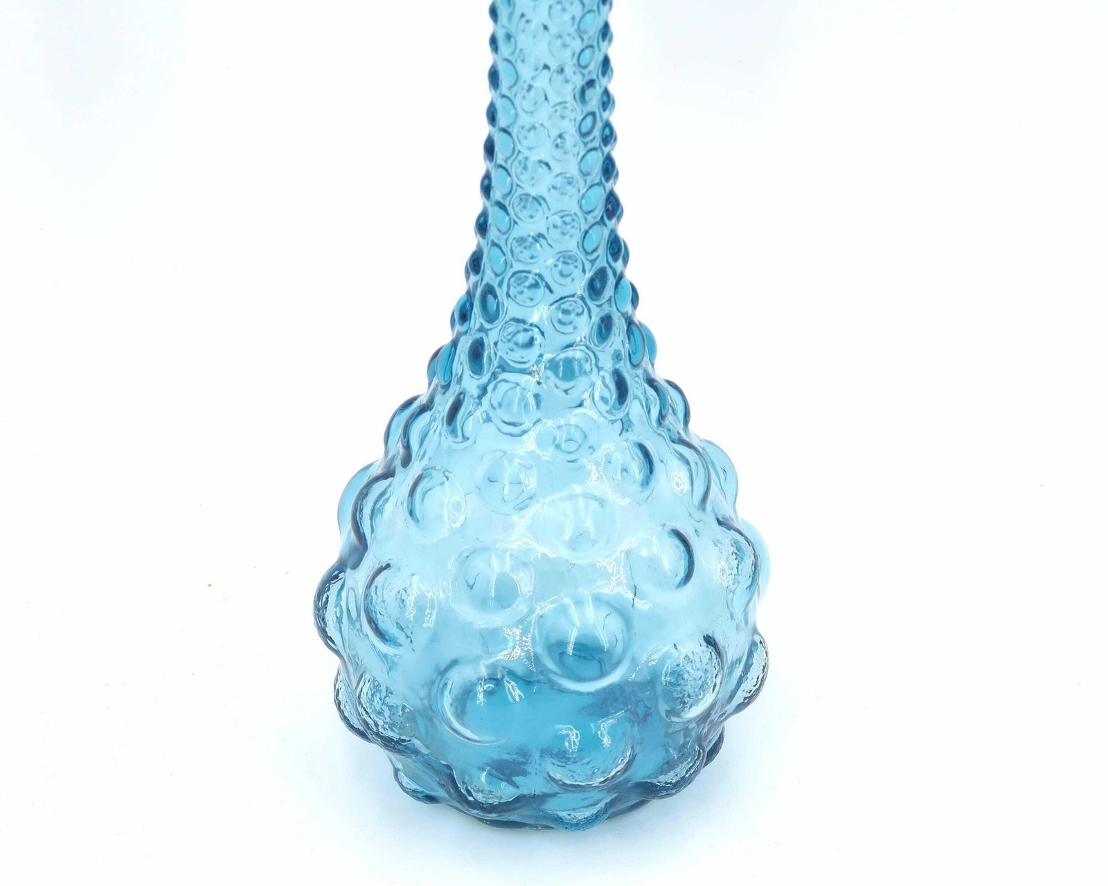 Vintage Blauwe Bellenglaskaraf In Genieflessen Stijl, Italiaanse Decanteerkaraf, Ca. Jaren 1960 / Empoli, Boho Chic, Bohemian, Folk, Made In Italy photo for sale