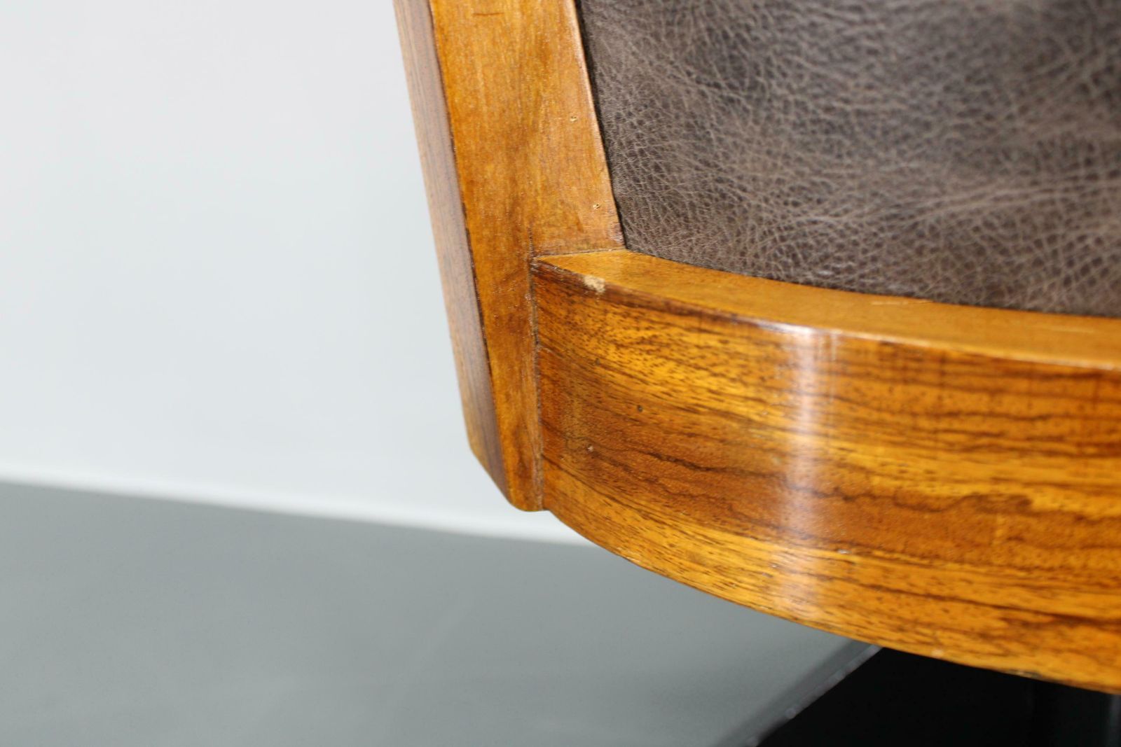 Furniture 1930s Restored Art Deco Wooden Swivel Office Armchair photo