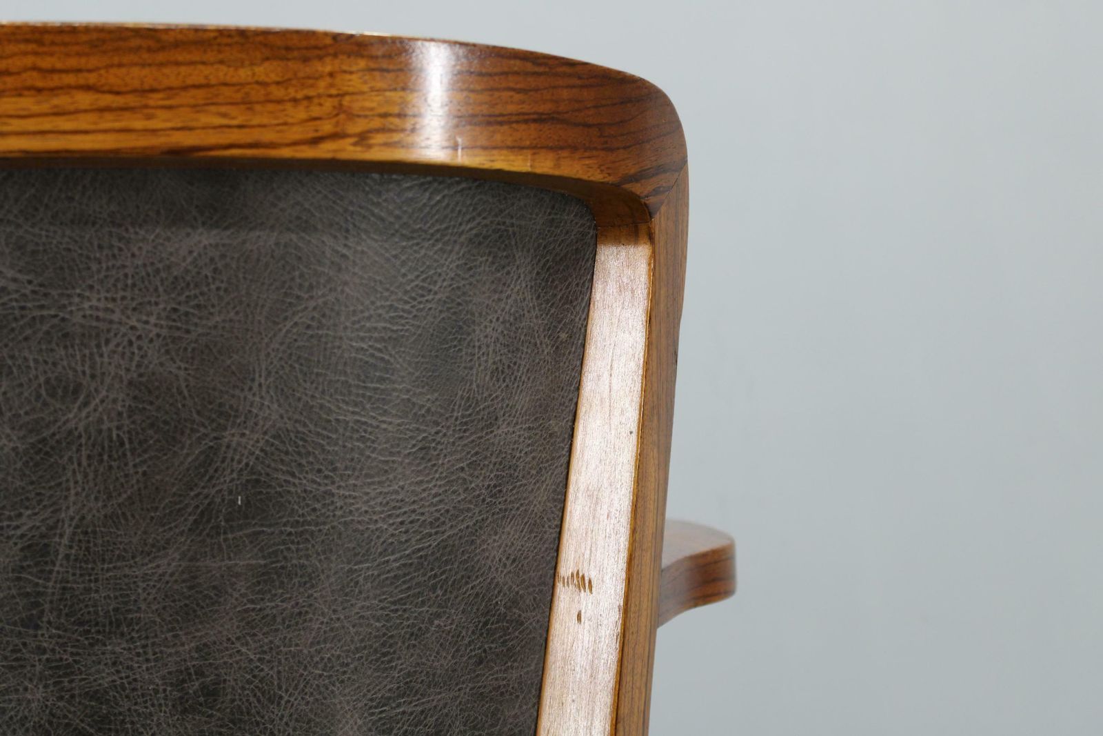 855.0 1930s Restored Art Deco Wooden Swivel Office Armchair photo
