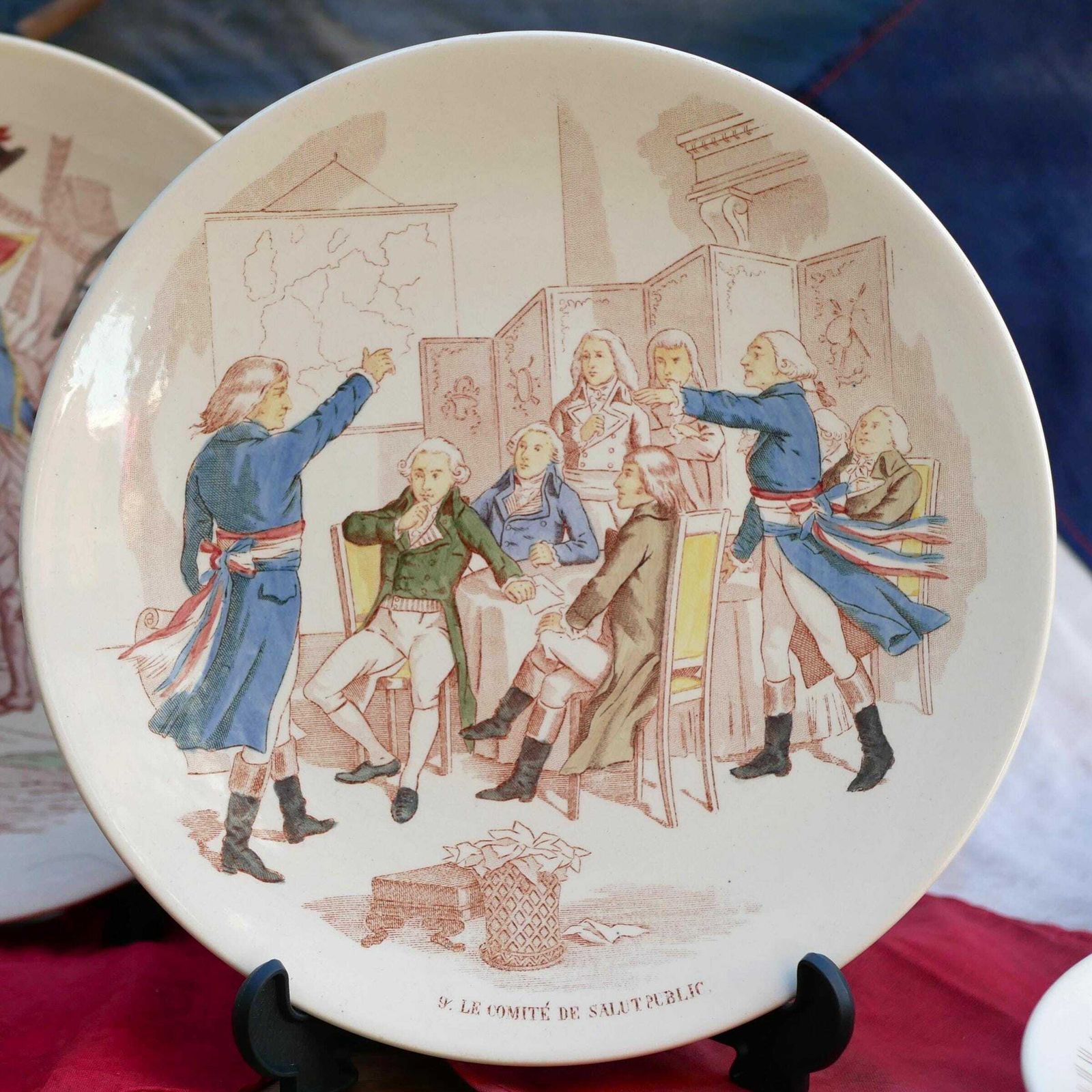 Eight Antique Sarreguemines Talking Plates Celebrating The Centenary Of The French Revolution Highly Collectable And Decorative Plates 1889 photo vinterior
