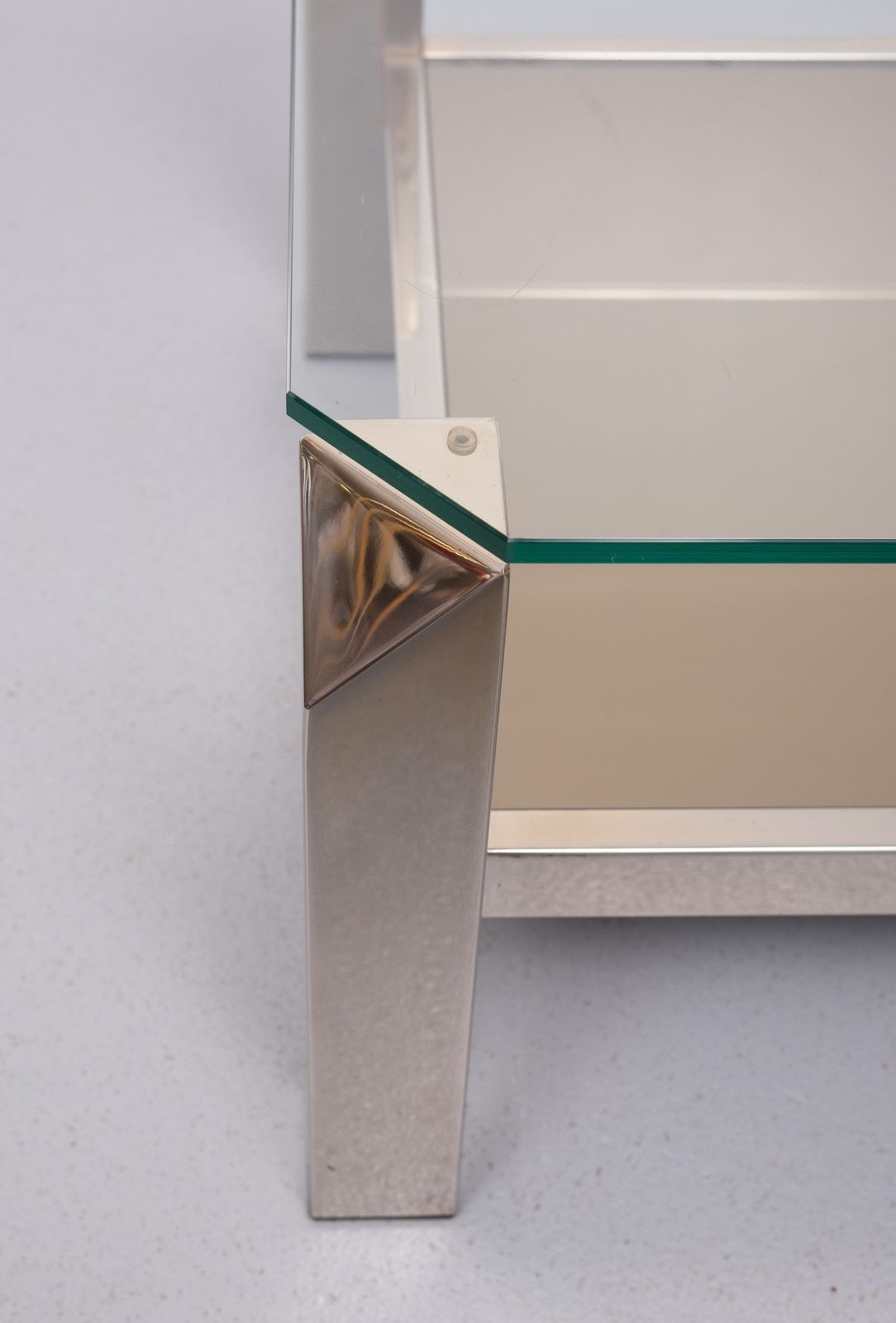 Mid Century Modern Square Chrome & Glass Coffee Table By Belgo Chrome, 1970s photo furniture