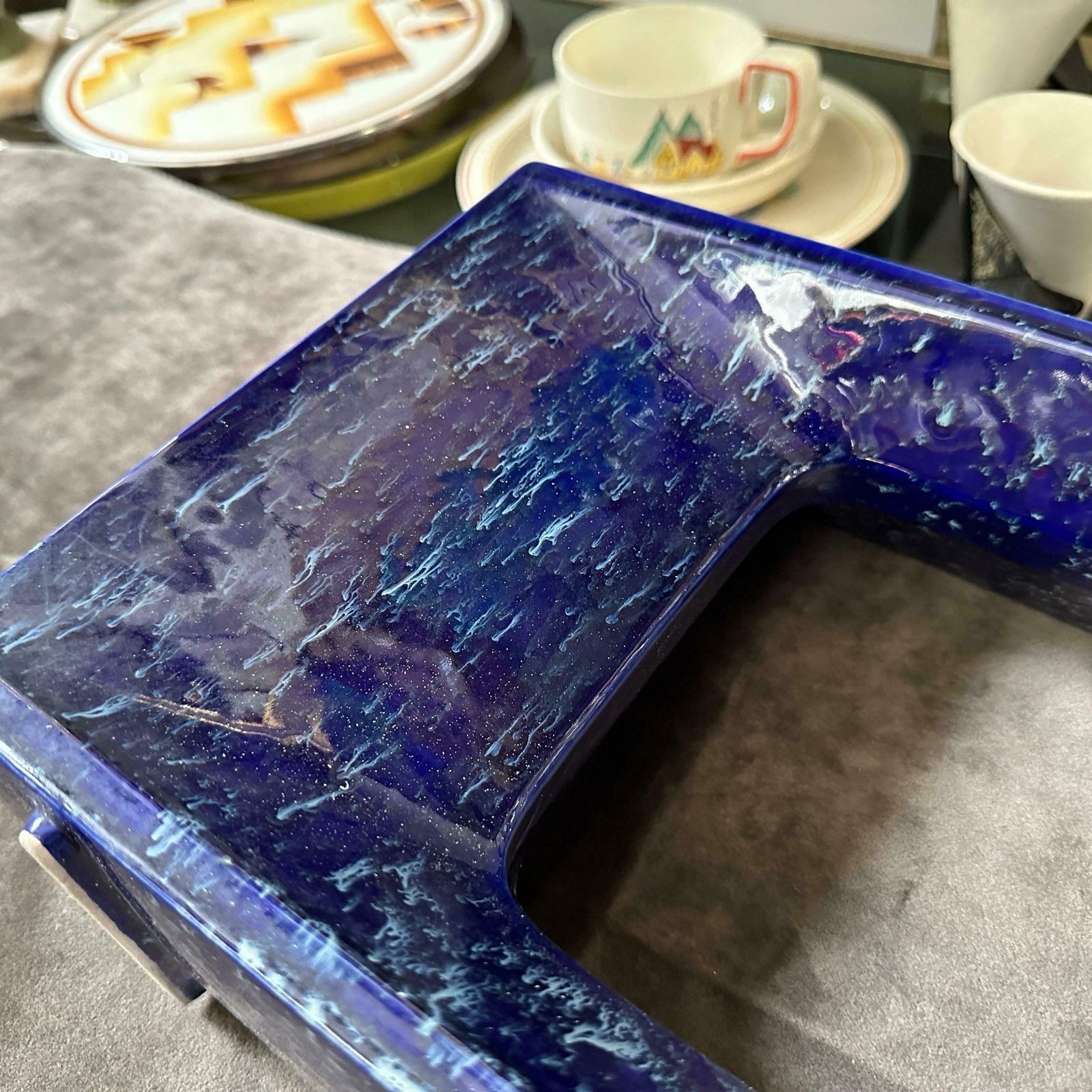 photo furniture 1970s Post Modern Blue Ceramic Vase By Rigon For Bertoncello