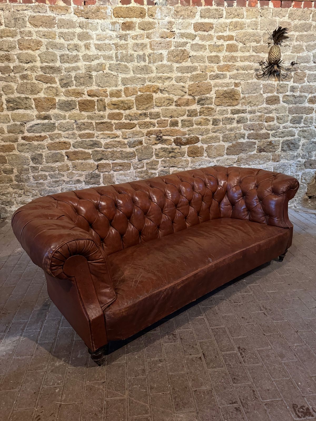 Antique Chesterfield Sofa, Leather 3 Seater C1870 By Hampton & Sons Of Pall Mall photo buy