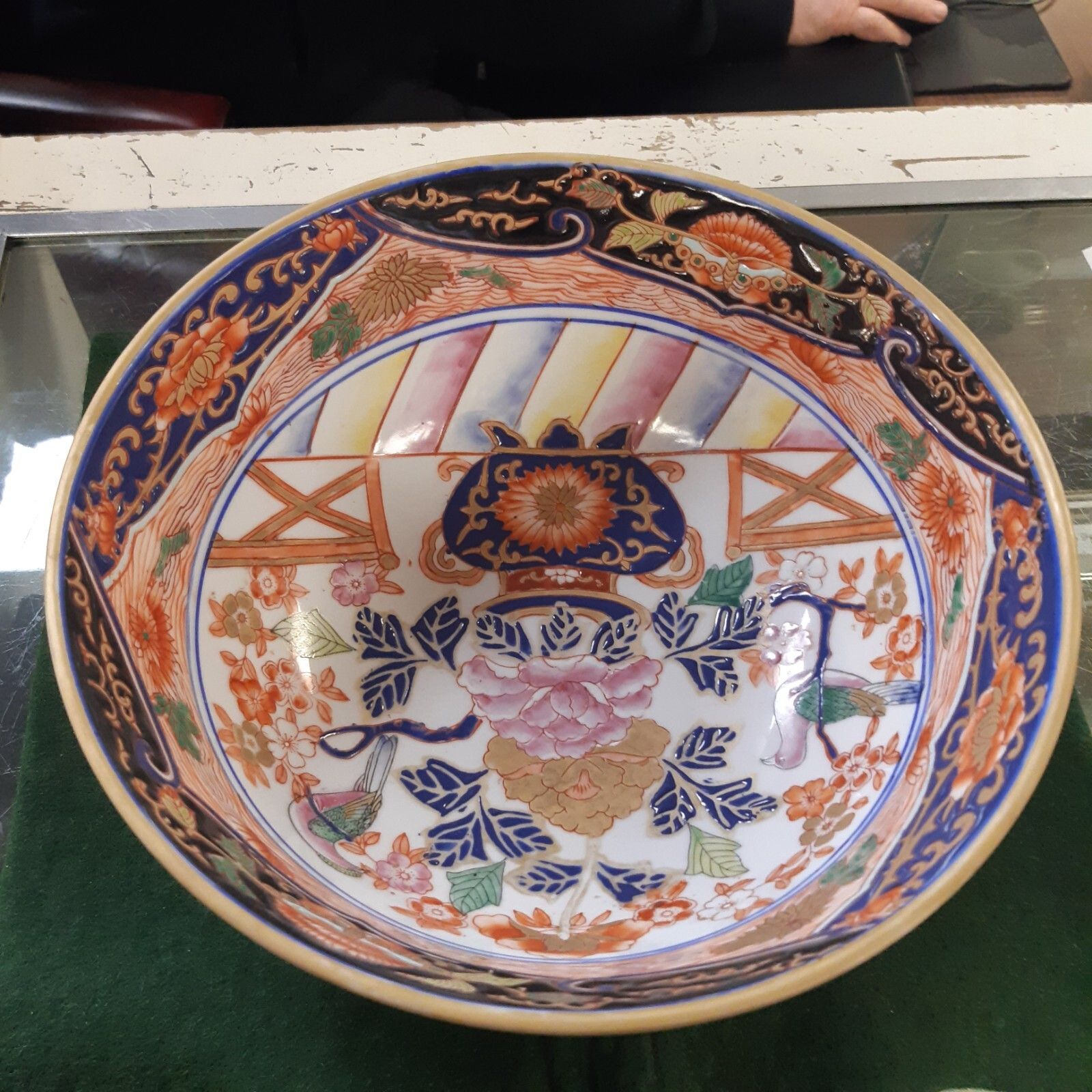 Vintage Oriental Famille Rose Bowl With Painted Enamel Flowers photo Home Decor