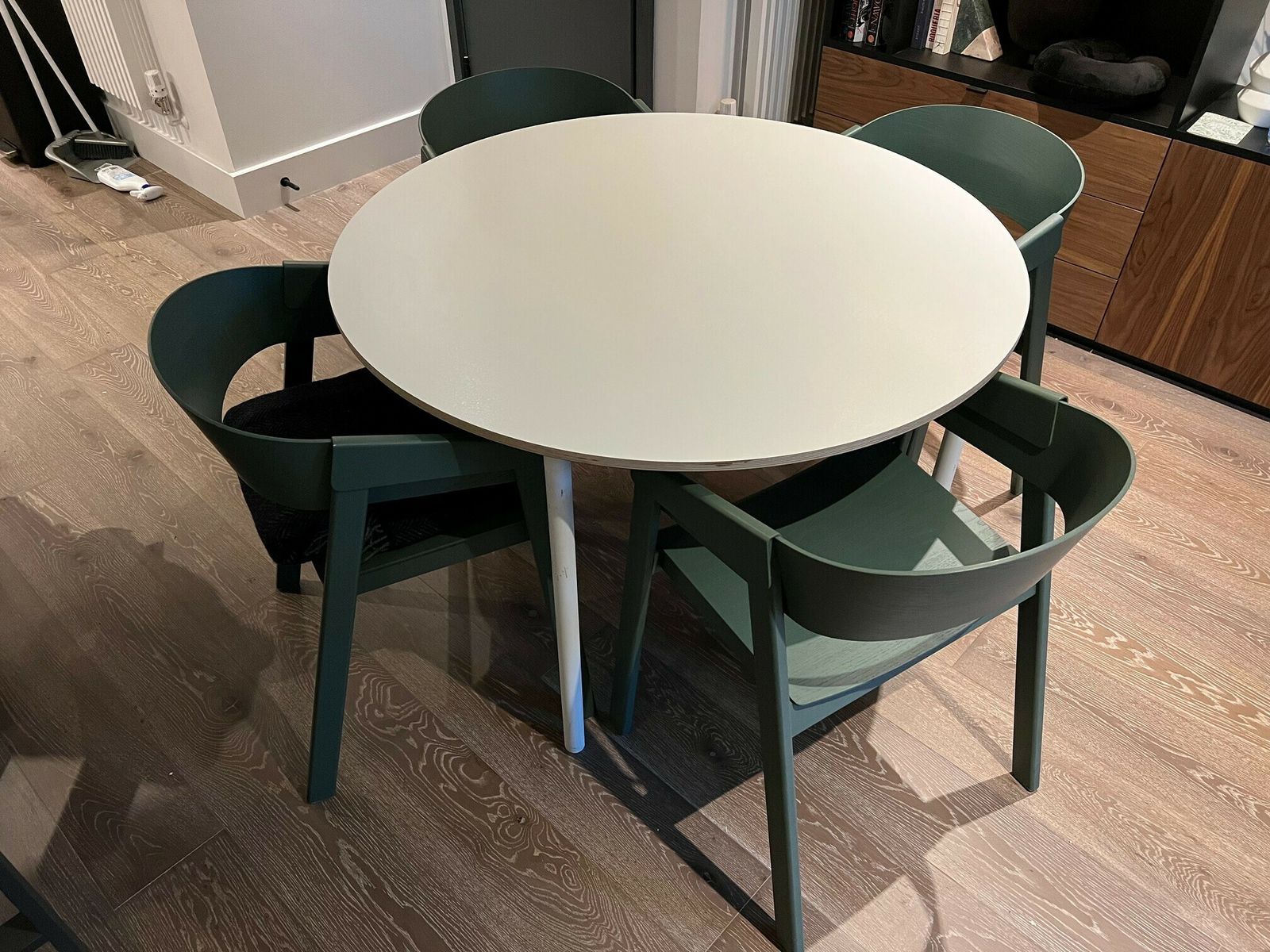 Muuto Base Table (Round 110 Cm), Laminate With Plywood Edges, White Retails £1.2k