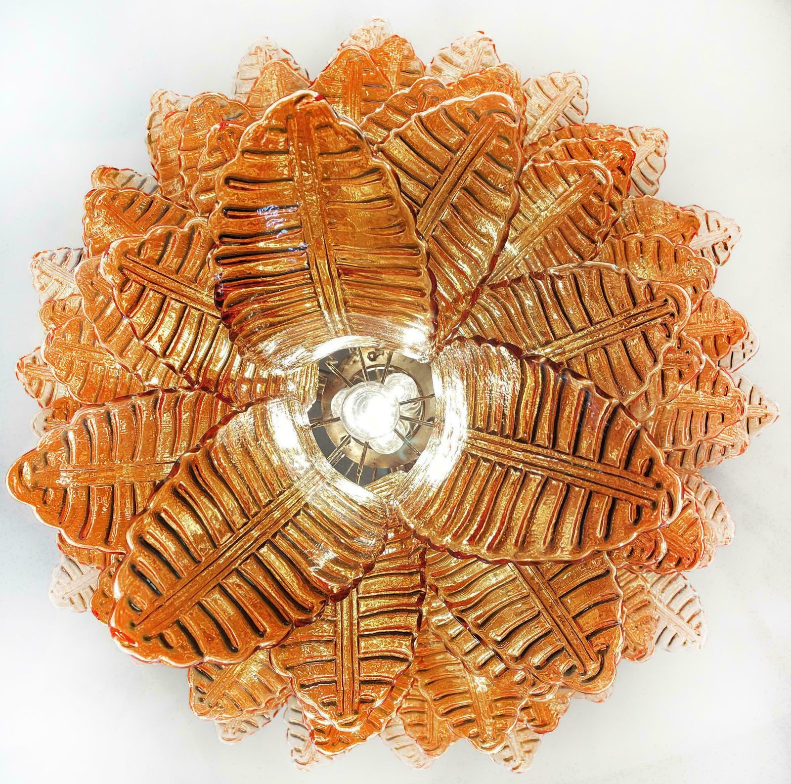 Gorgeous Italian Murano Felci Glass Chandeliers, 75 Amber Glasses photo vintage