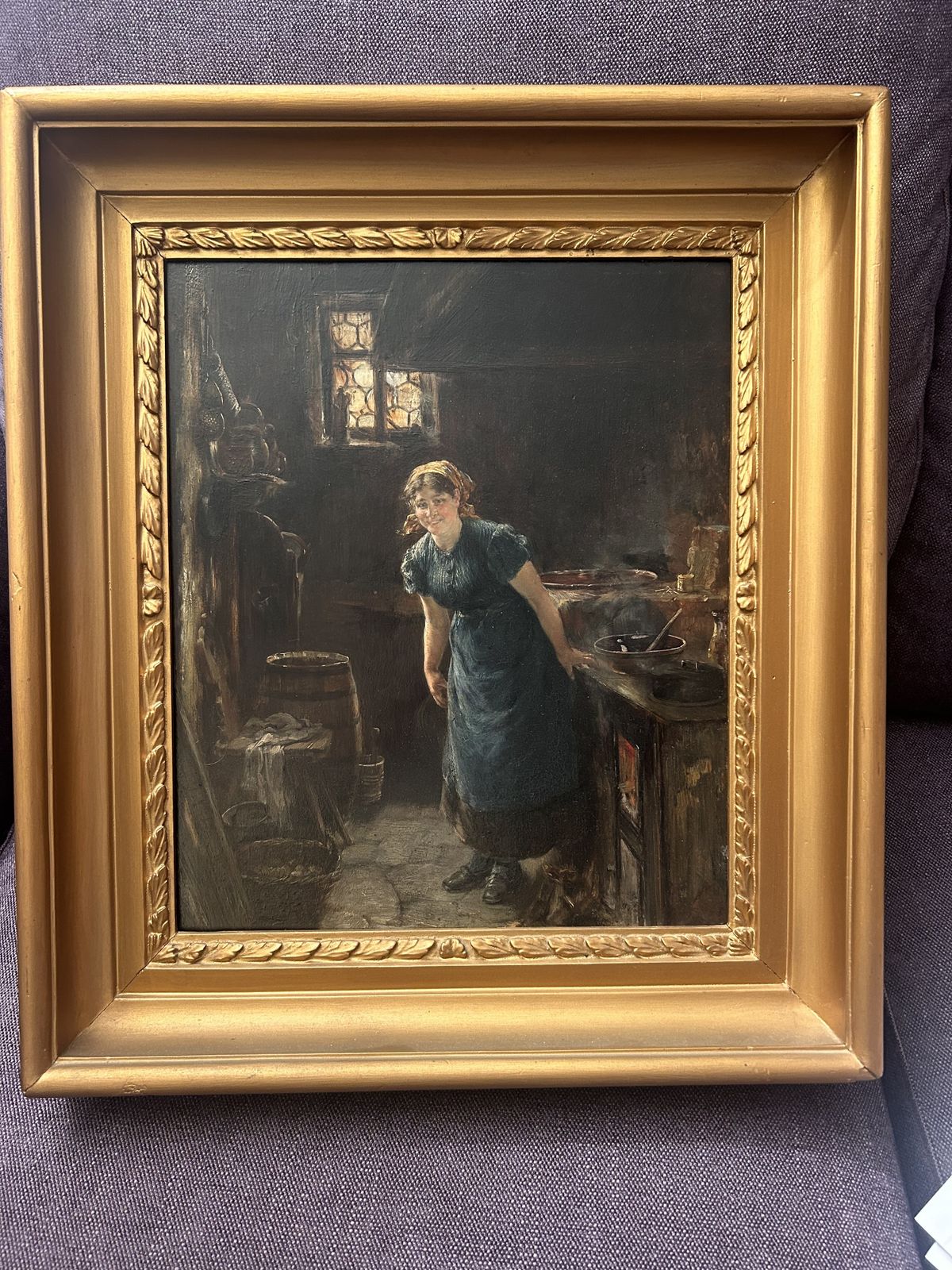 Otto Piltz Oil Painting   'Young Girl In A Kitchen'