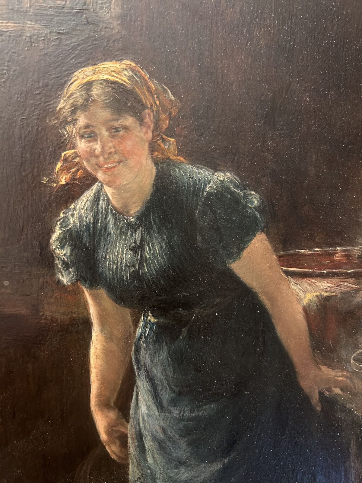 Otto Piltz Oil Painting   'Young Girl In A Kitchen' photo for sale