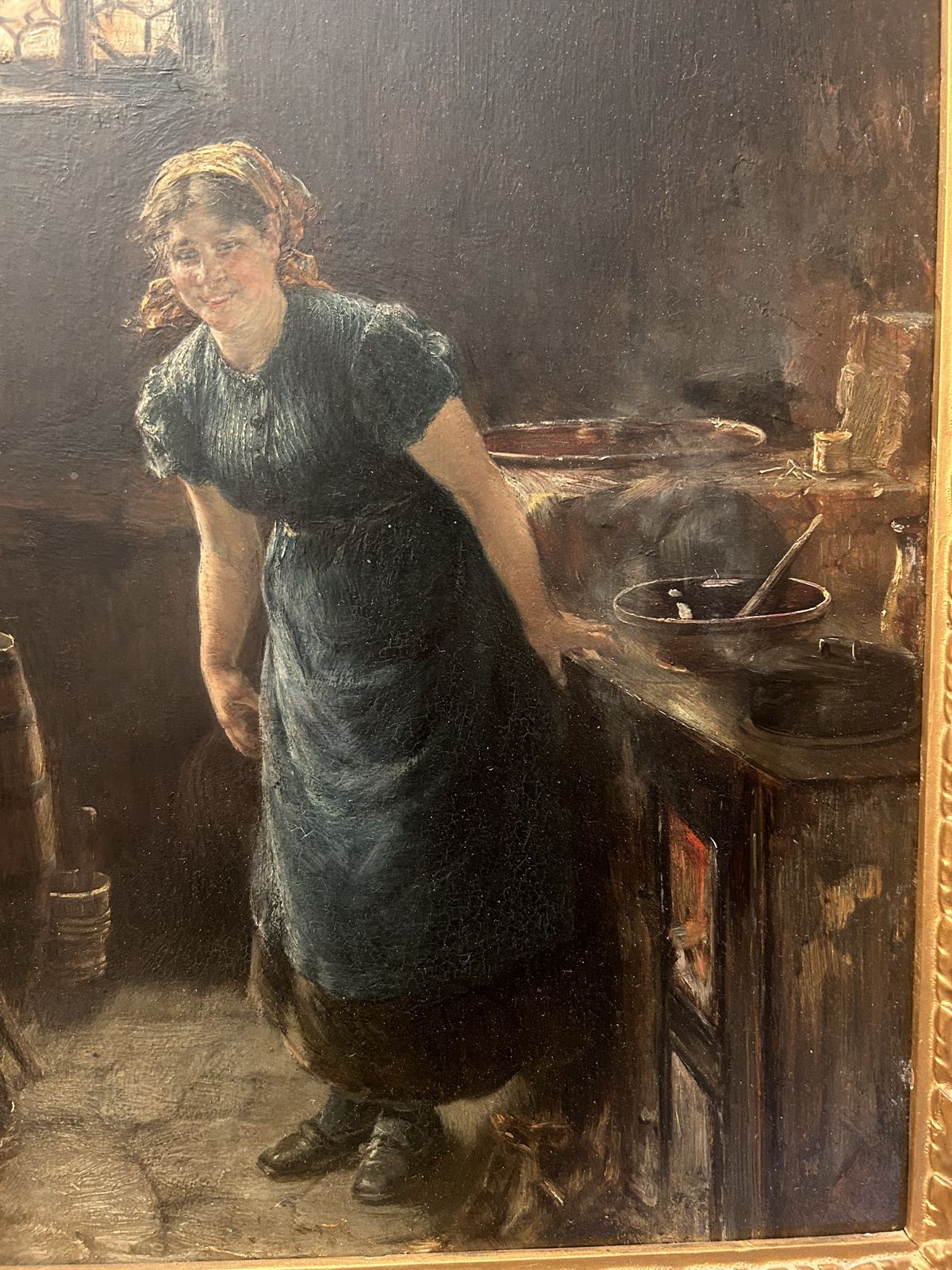 Otto Piltz Oil Painting   'Young Girl In A Kitchen' photo Art