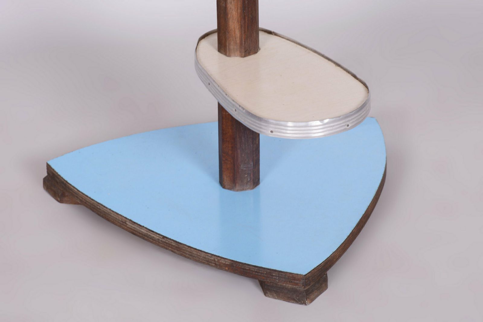 Restored Mid Century Flower Stand, Beech, Umakart, Aluminium, Czech, 1950s photo for sale