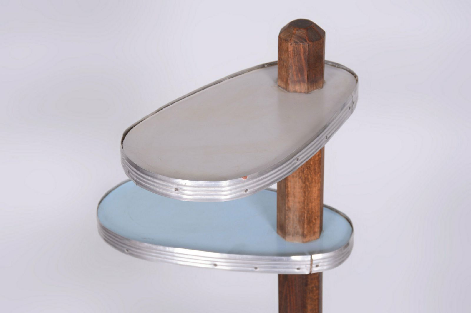 Restored Mid Century Flower Stand, Beech, Umakart, Aluminium, Czech, 1950s photo Furniture