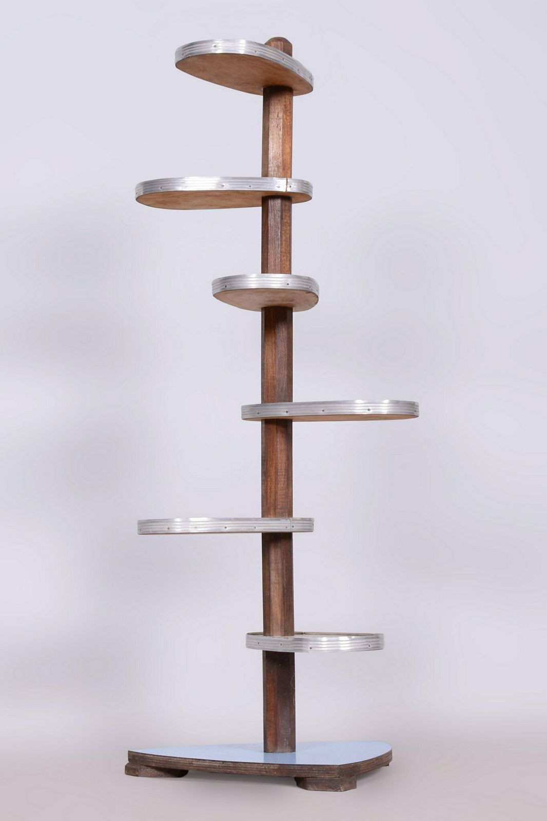 Restored Mid Century Flower Stand, Beech, Umakart, Aluminium, Czech, 1950s photo buy