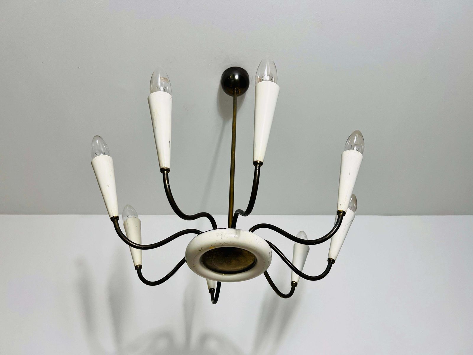 Mid Century Brass 8 Arm Sputnik Chandelier, 1950s, Italy photo 1537.0