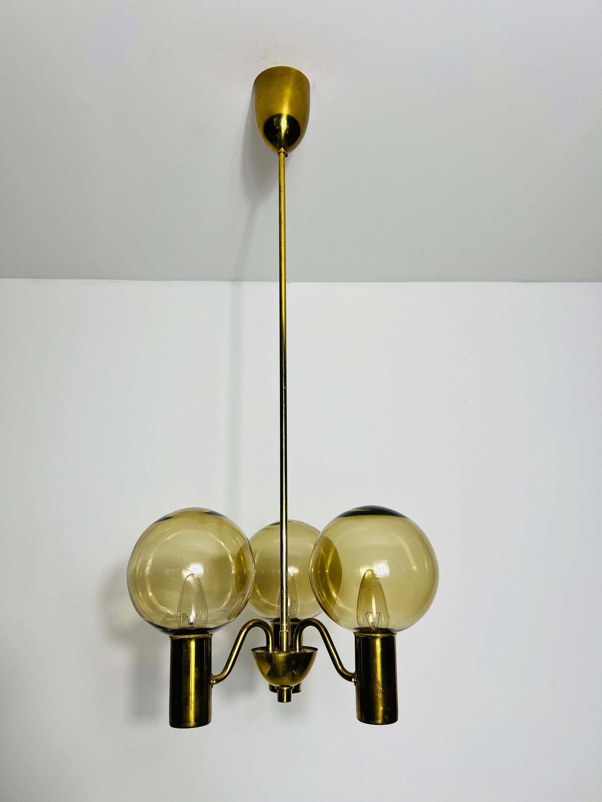 Brass And Glass Chandelier By Hans Agne Jakobsson, Sweden, 1960s photo furniture