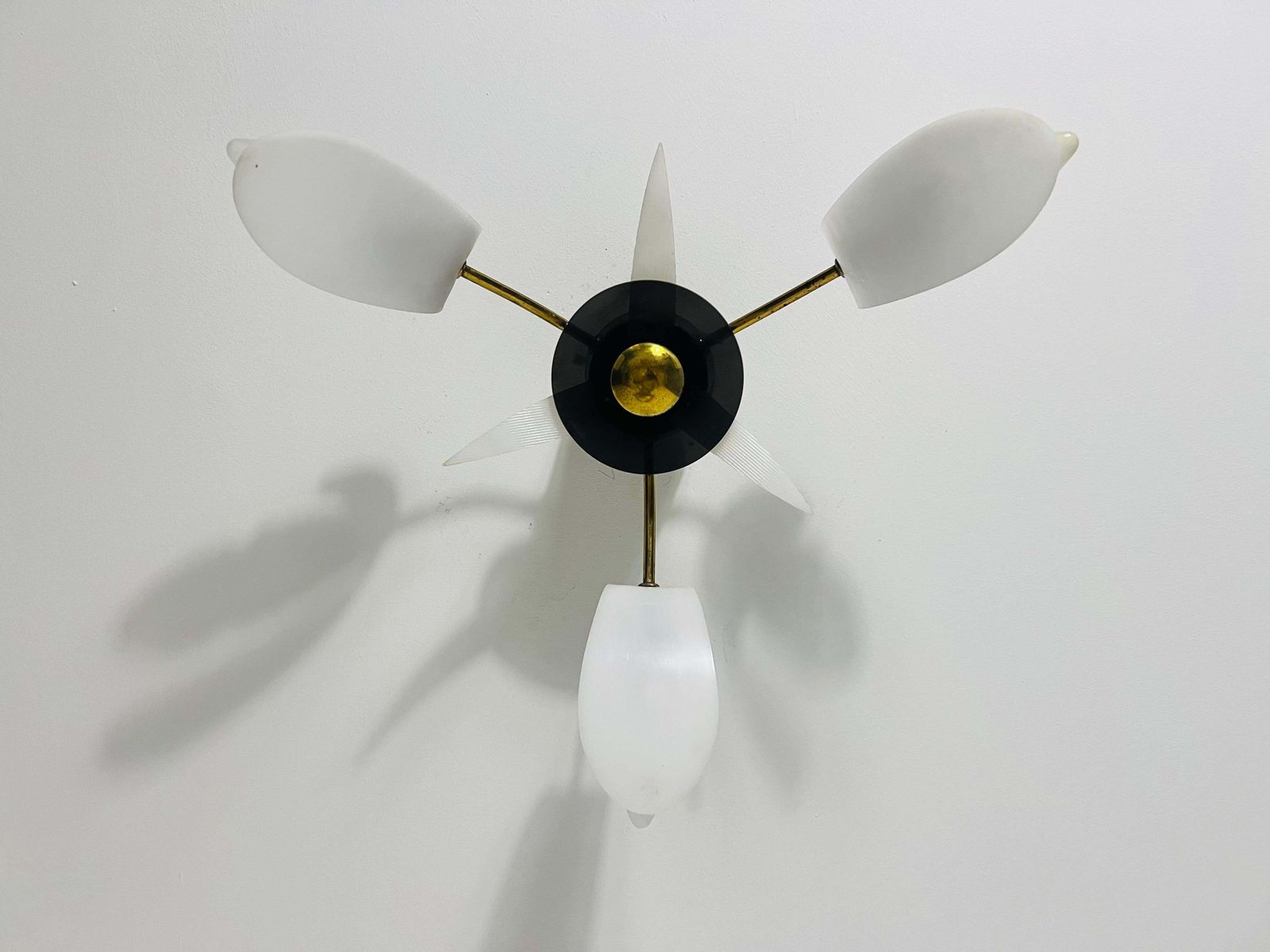Italian Midcentury Brass 3 Arm Sputnik Chandelier, 1950s photo furniture