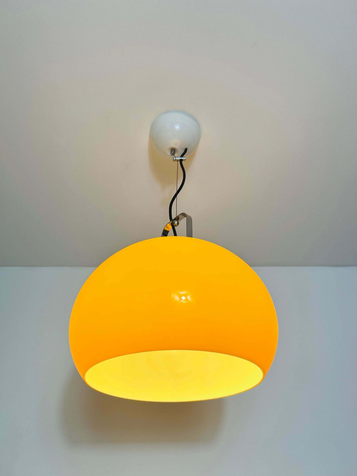 photo furniture Yellow Pendant Lamp By Iguzzini, Italy, 1970s