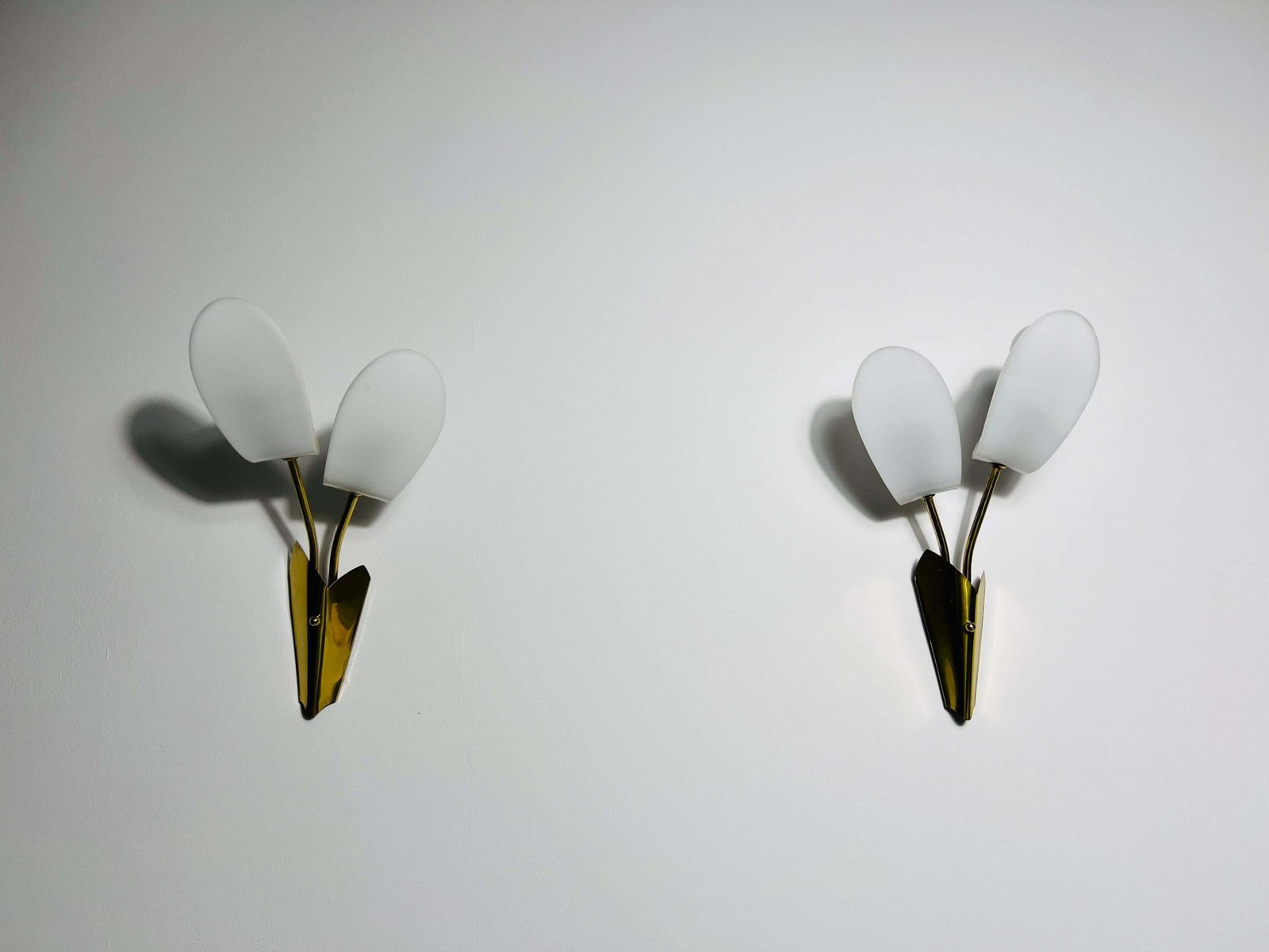 Pair Of Mid Century Brass And Plexi Glass Wall Lamps, Italy, 1960s photo furniture