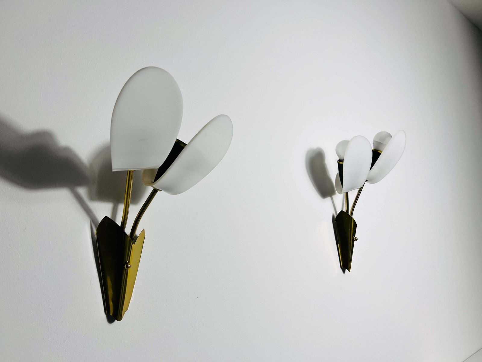 Pair Of Mid Century Brass And Plexi Glass Wall Lamps, Italy, 1960s photo 887.0