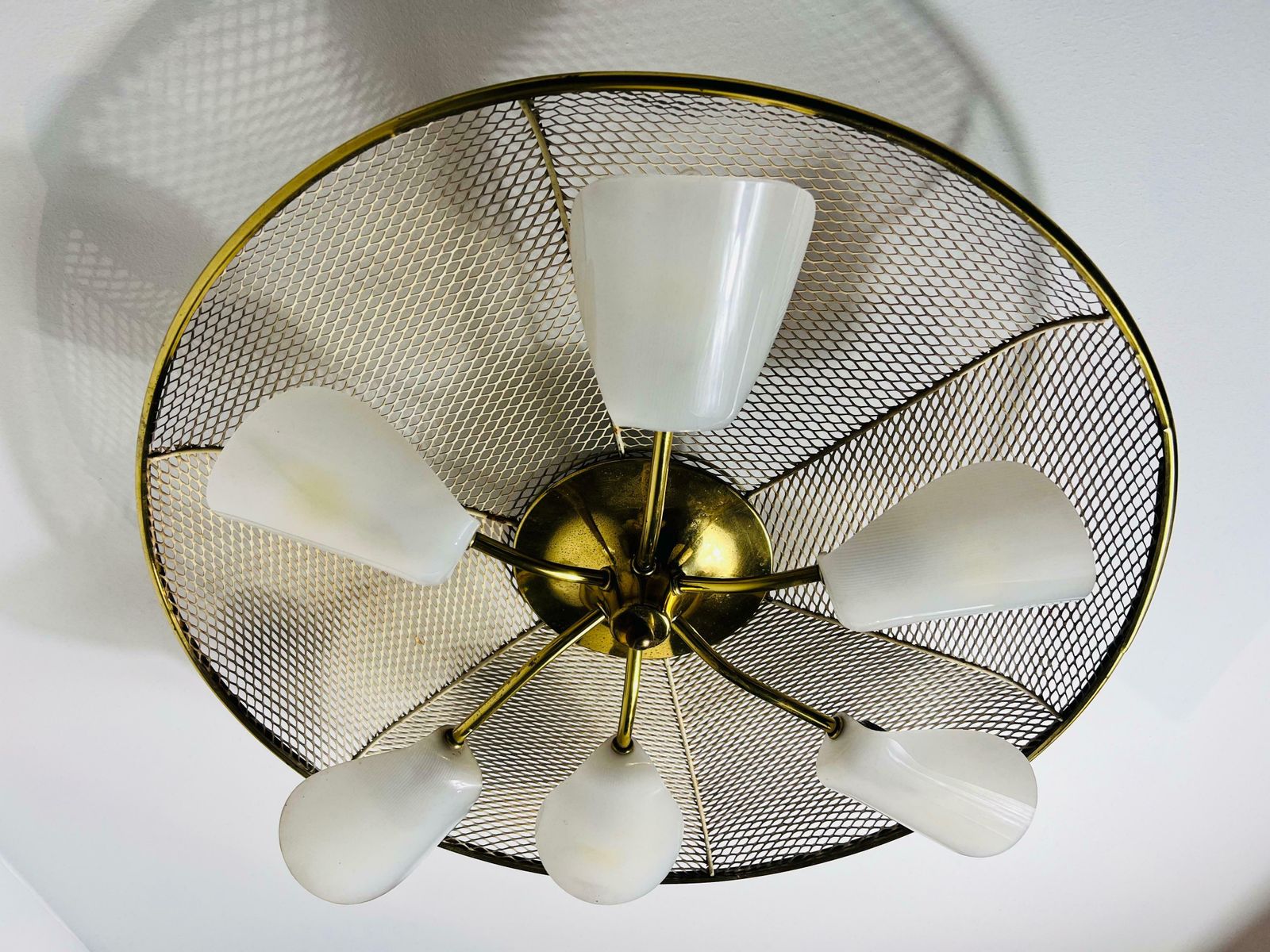 Italian Midcentury Brass 6 Arm Sputnik Chandelier, 1950s photo 2069.0
