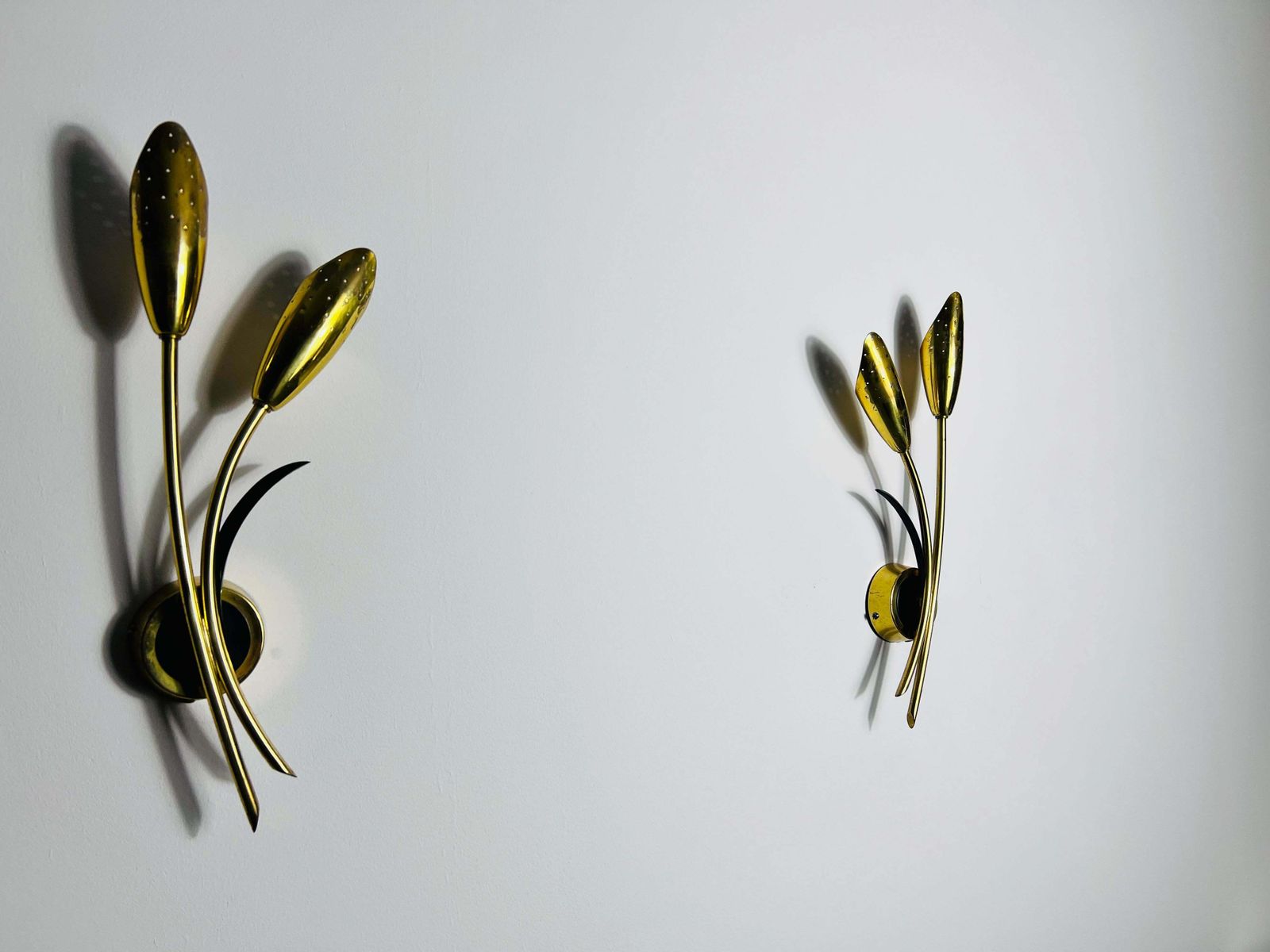 Pair Of Mid Century Brass Sputnik Wall Lamps, Italy, 1960s photo Lighting