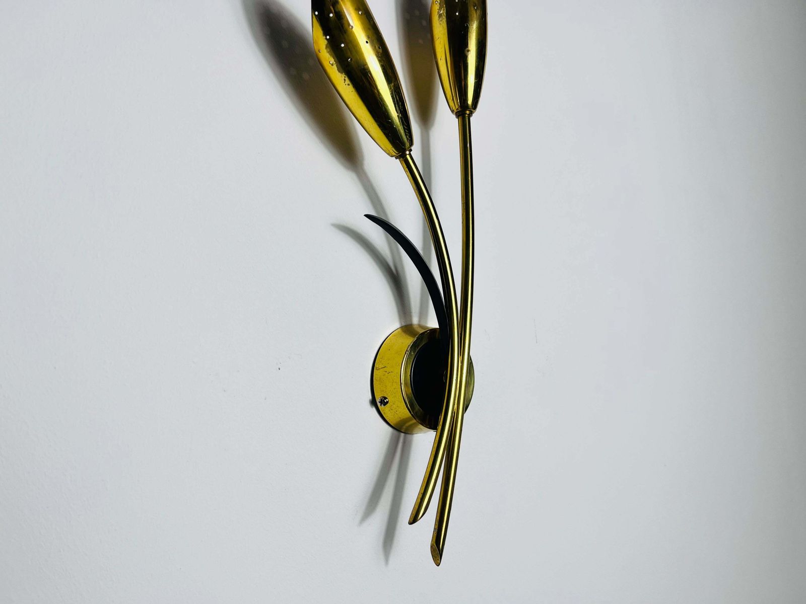 photo for sale Pair Of Mid Century Brass Sputnik Wall Lamps, Italy, 1960s