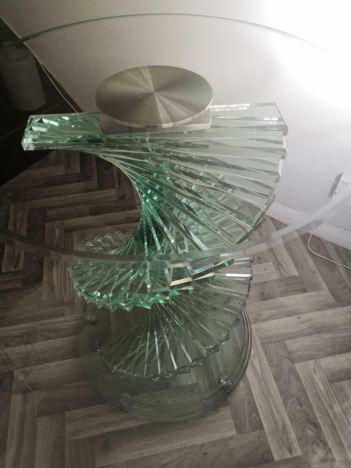 photo furniture 1980s Retro Glass Spiral Helix Dining Table In The Style Of Danny Lane