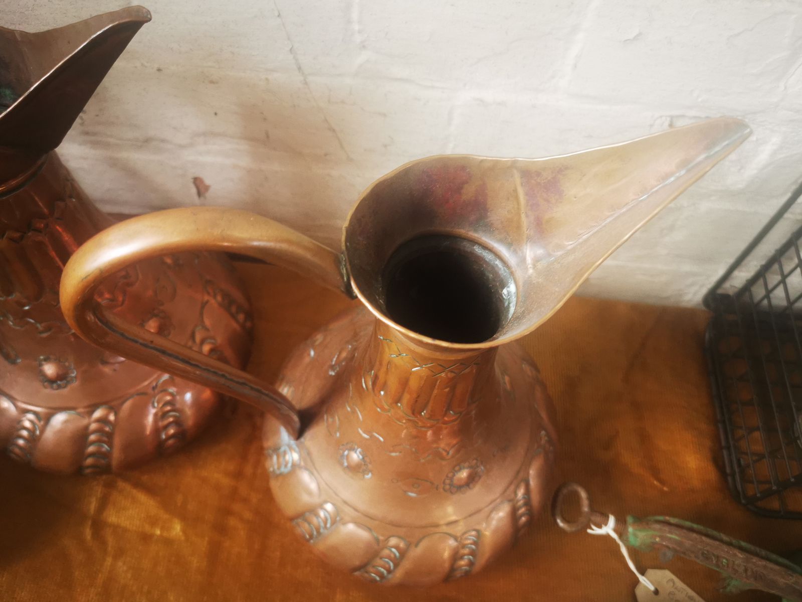 Pair Of Art Nouveau Copper Ewers Or Jug, Relief Arts And Crafts Design photo Home Decor