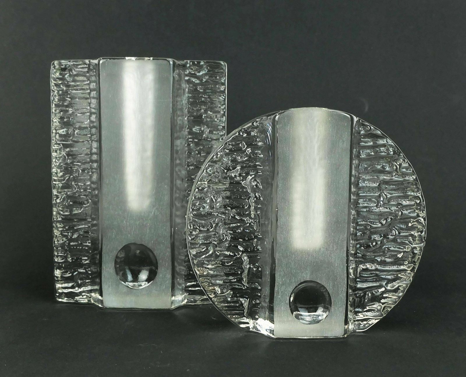 photo for sale Set Of 2 Solifleur Block Vases Walther Glas 60s 70s Op Art Arrangement Vases
