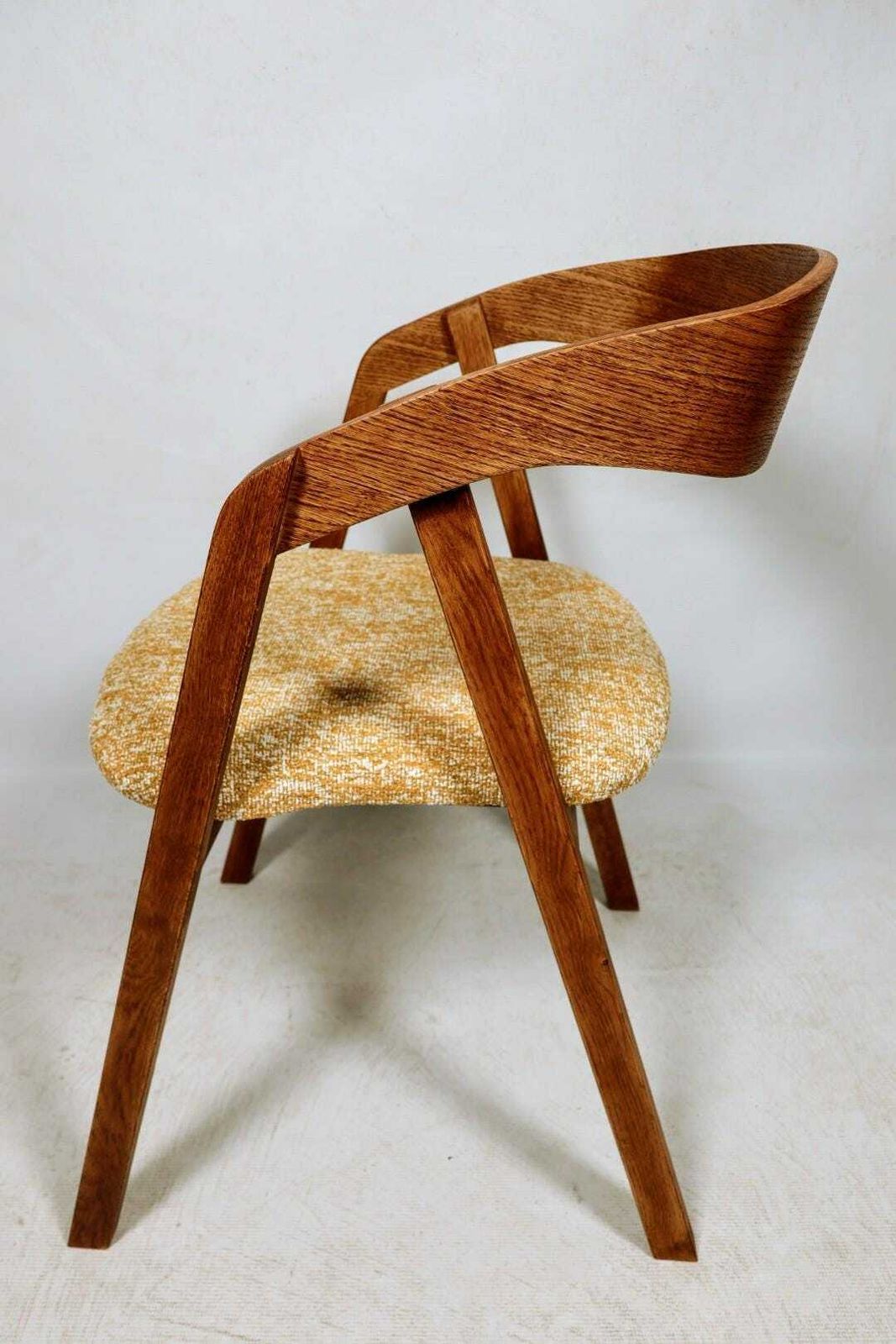 Oak Wood Dining Chairs Yellow Vintage Upholstery, Personalize Option, Horeca Spaces photo furniture